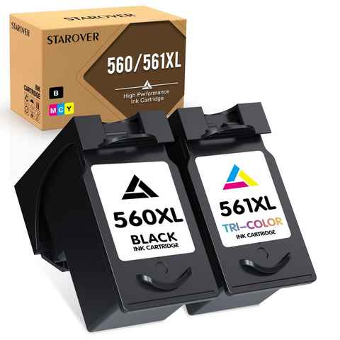 STAROVER 2er PG-560 CL-561 XL für Canon Tintenpatrone (für Pixma TS5350 TS7450 TS5351 TS5352 TS5353 TS7451 Drucker)