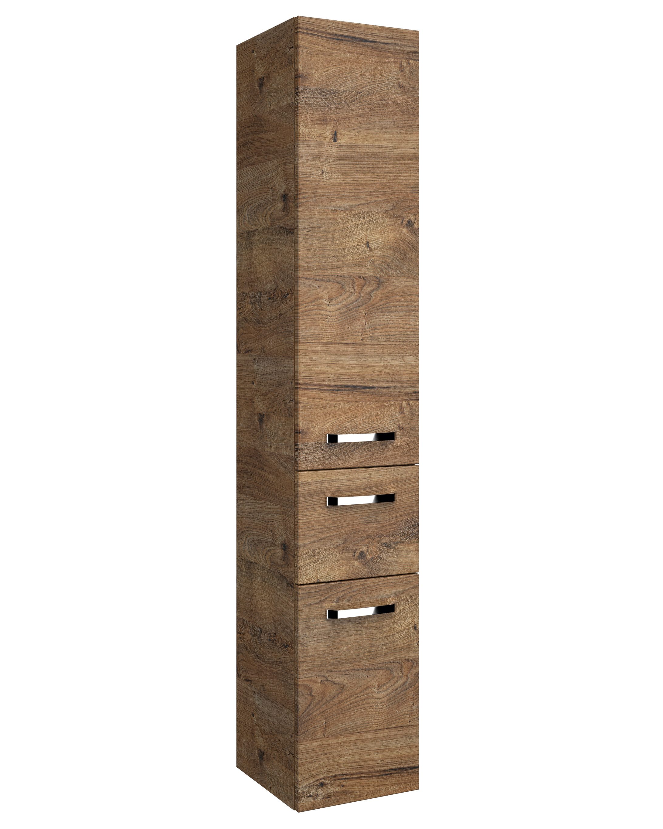 PELIPAL Badmöbel-Set Serie 4010 Hochschrank Eiche Ribbeck quer NB 30 cm