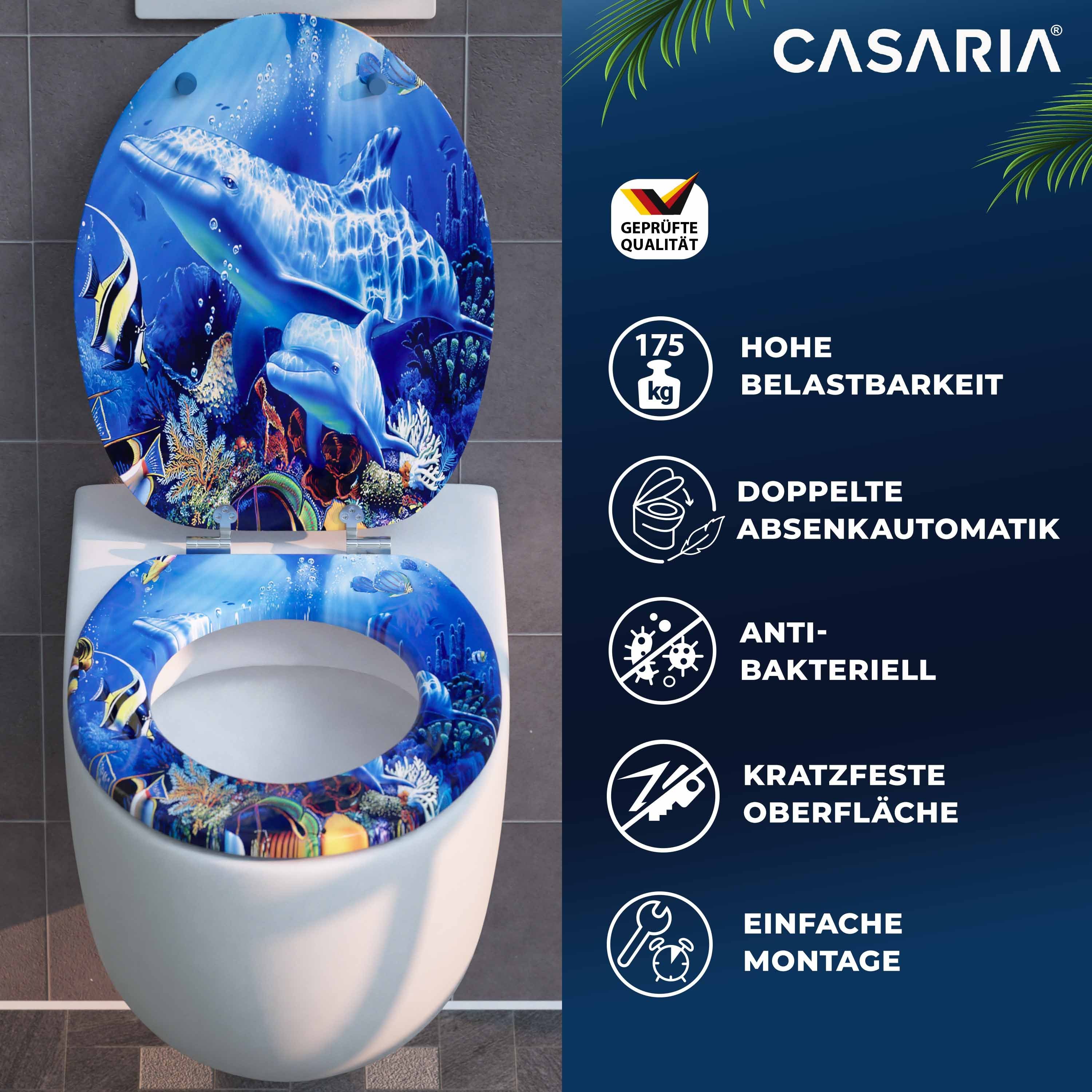Casaria WC-Sitz, Doppelte Absenkautomatik MDF Holz hygienisch Toilettensitz günstig online kaufen