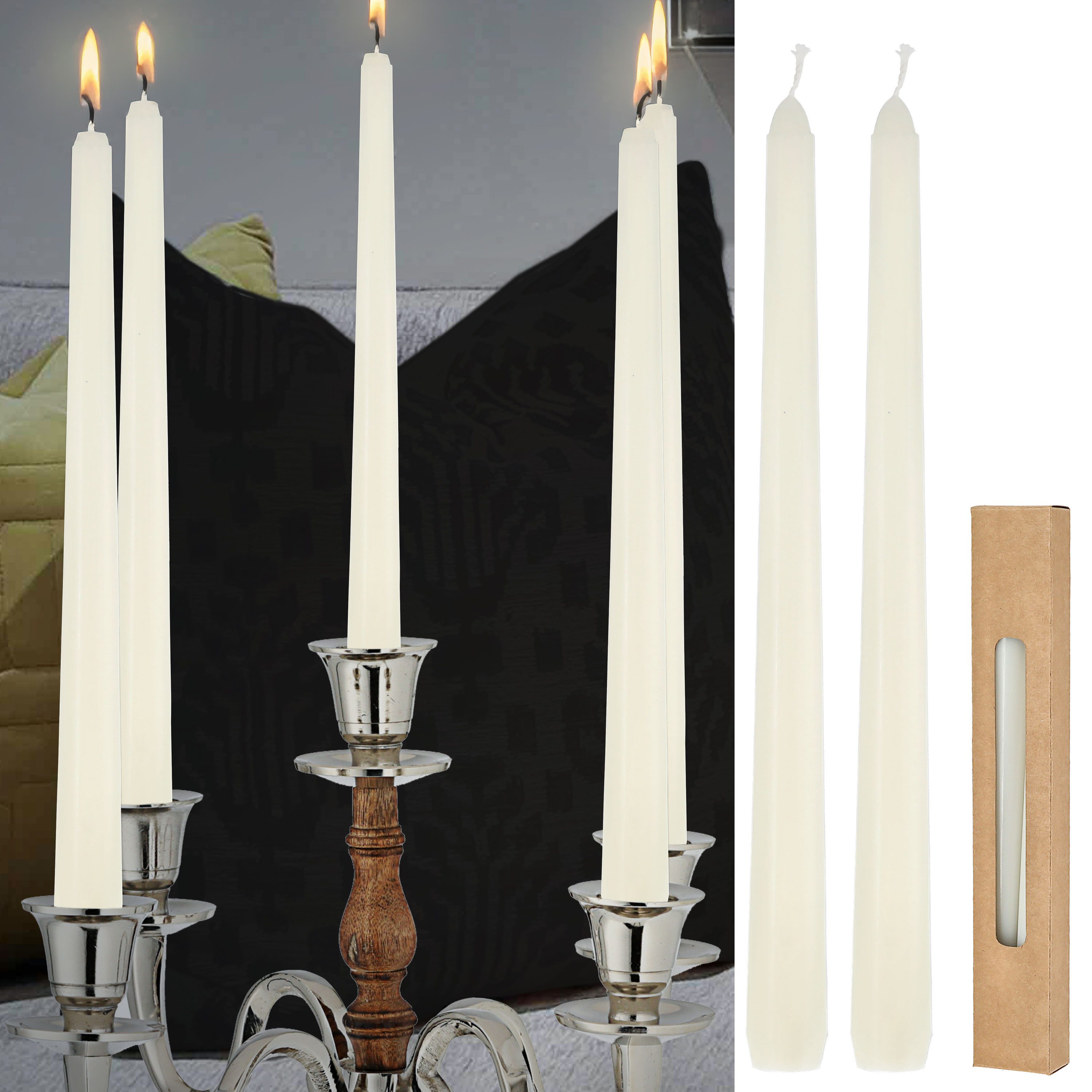 CEPEWA Spitzkerze Stabkerze 2er Set creme günstig online kaufen