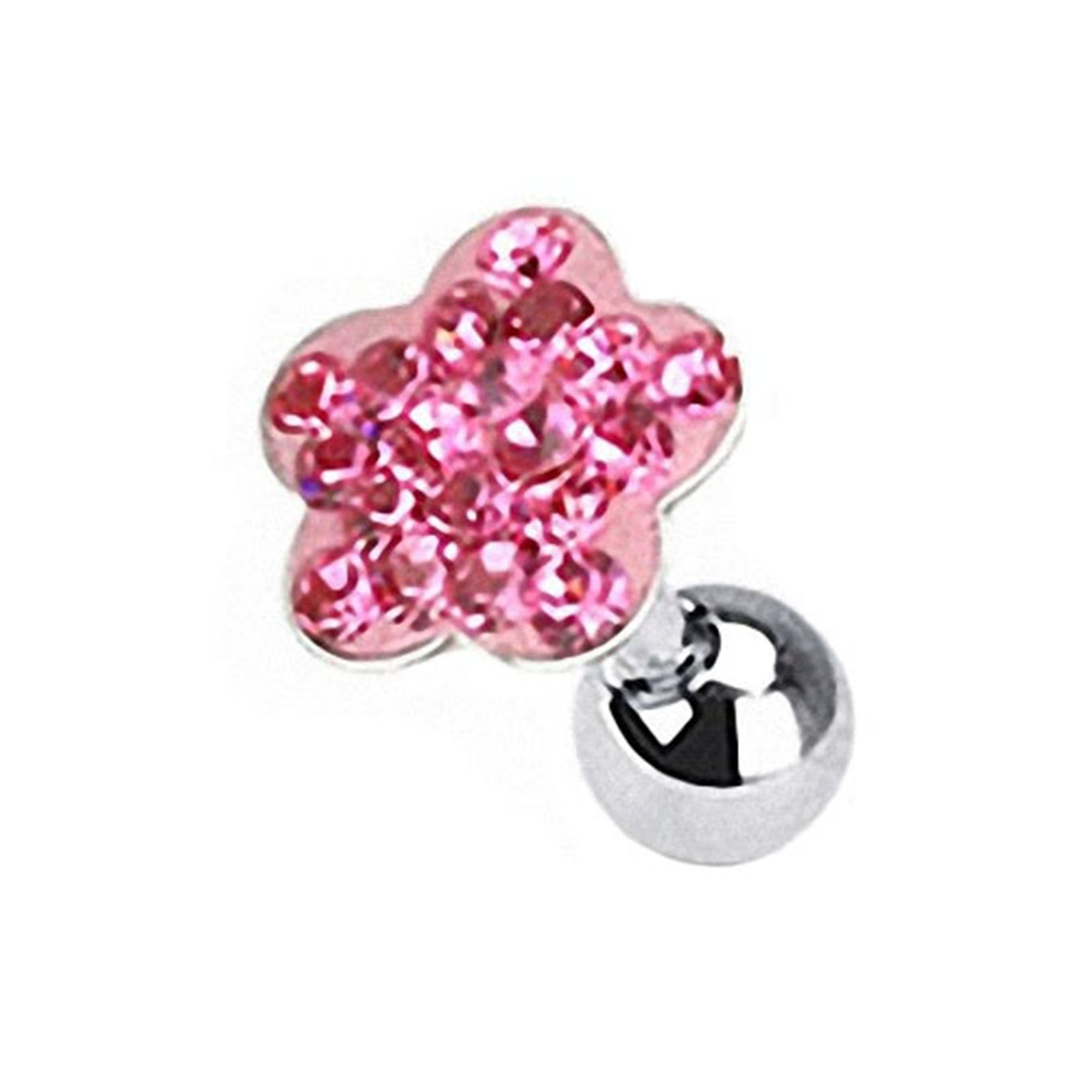 Pink Strass Kristall Kristall Stab Helix Stecker Piercing-Set Cartilage Blume, Tragus Barbell Piercing Ohrpiercing Ohr Piercing Taffstyle