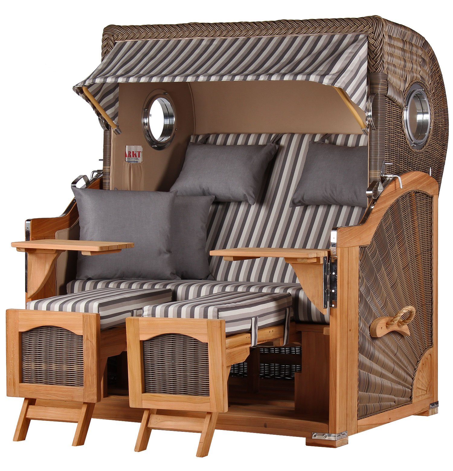 bene living Strandkorb Ammersee Grande XL Teak PE grau Modell 545