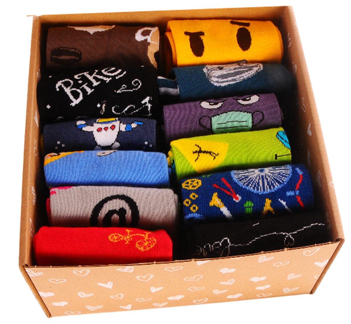 Martinex Socken Großpackung Bunte Socken Socks 12er Pack Box lustig witzig (im Box, 12 Paar)