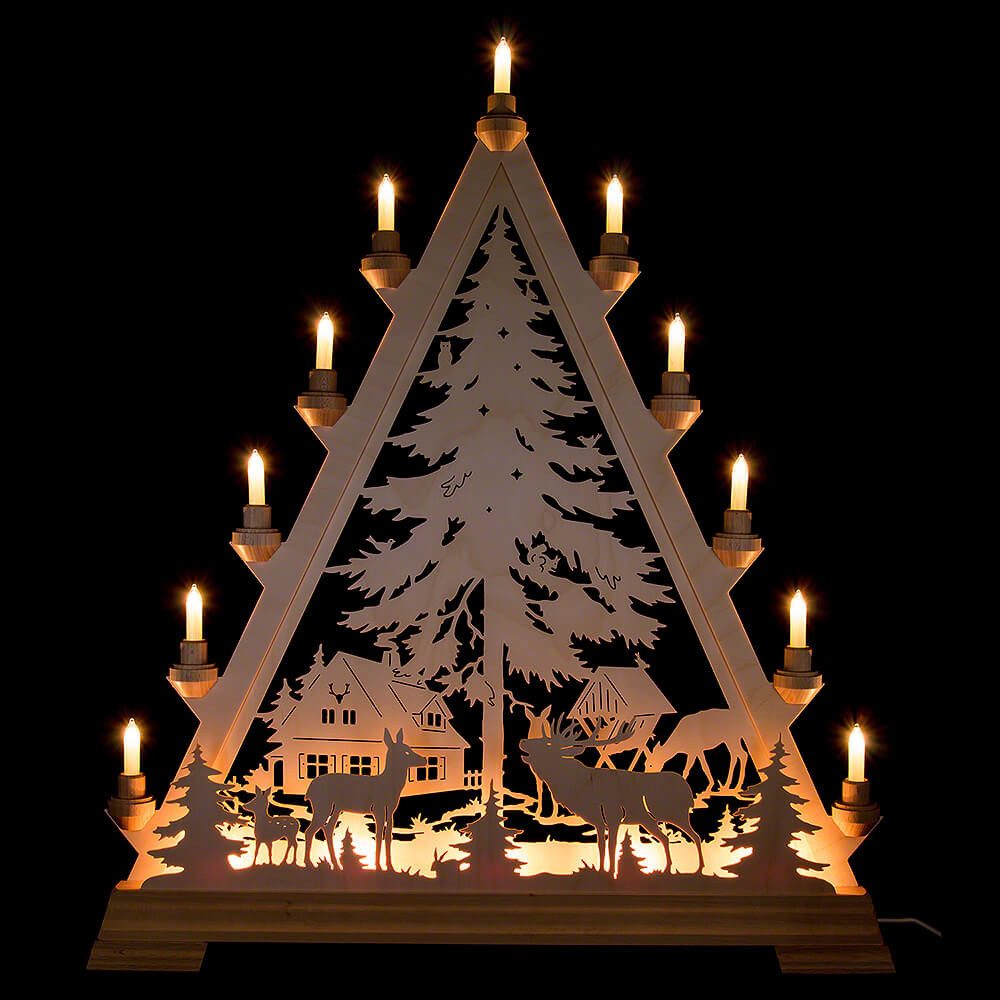 Kunstgewebe Taulin Schwibbogen Lichterspitze Forsthaus (55x66cm) von Kunstgewerbe Taulin