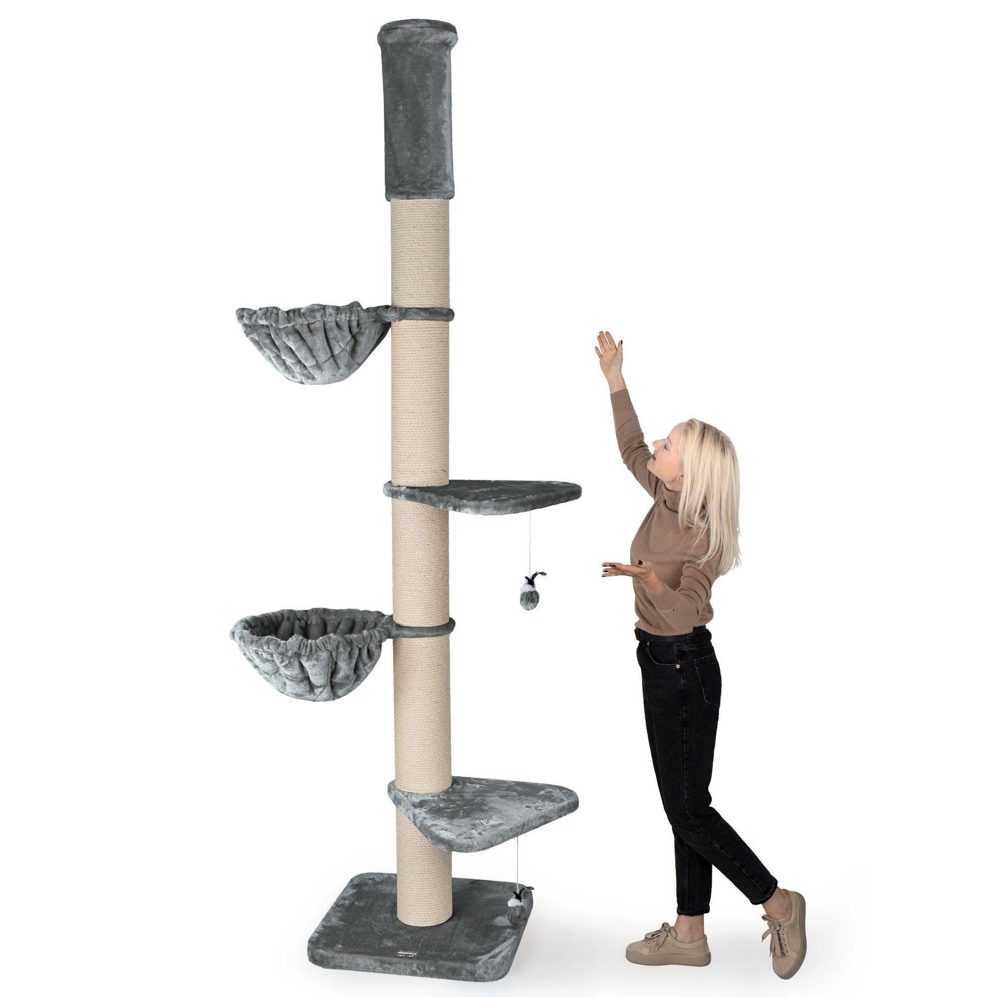 Happypet Kratzbaum LEONARDO, XXL Deckenhoch, 250 bis 275 cm, Katzenkratzbaum für Maine Coon