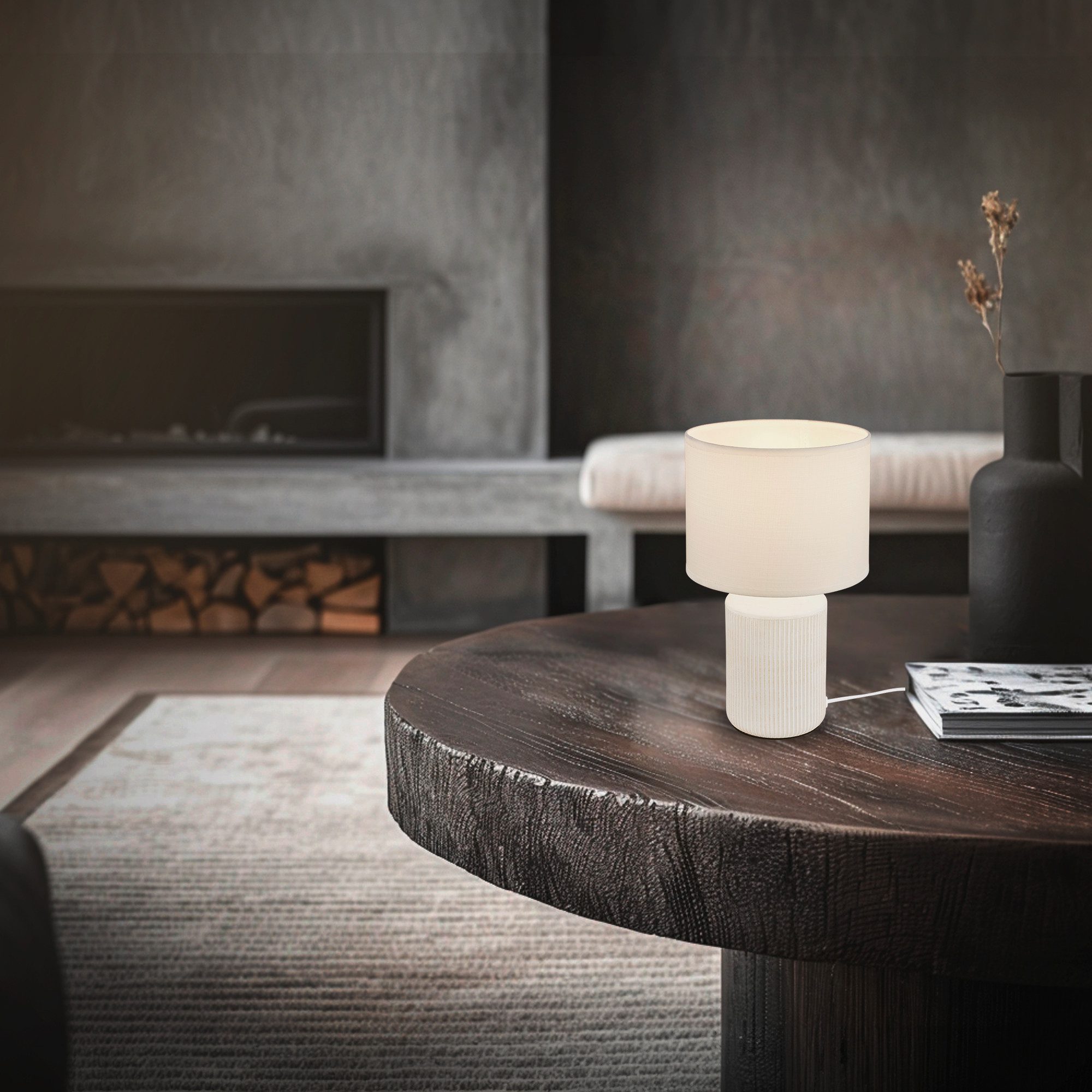 Briloner Leuchten Tischleuchte LED Tischlampe E14 Kommode Wohnzimmer Keramik, ohne Leuchtmittel, 2700K - Extra - Warmweiß, Tischlampe 22 x 37,5 cm Braun max. 10W Schlafzimmer Wohnzimmer