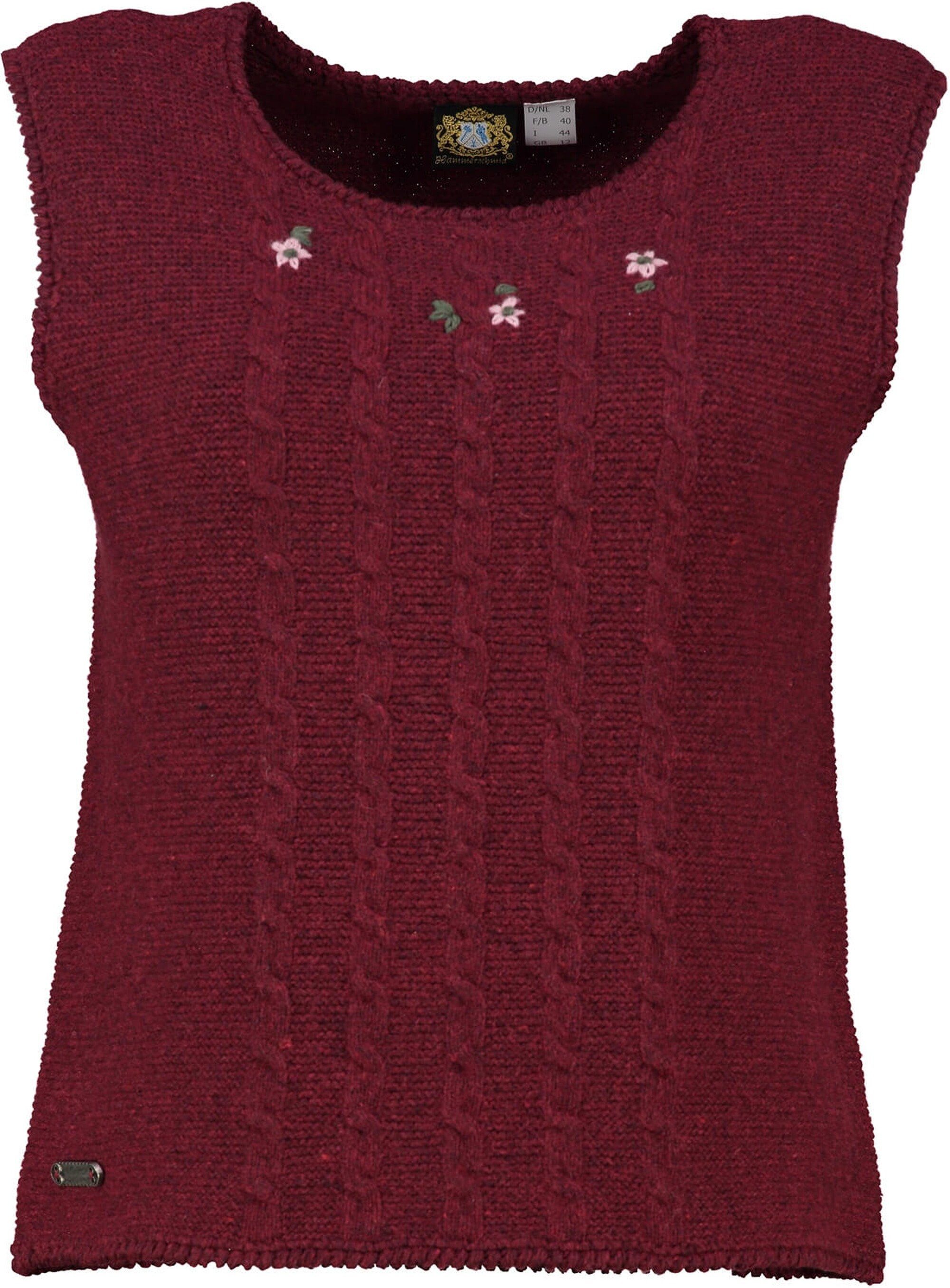 HAMMERSCHMID bordeaux Blümchen handgestickten Strickpullover Pullunder Hammerschmid Thur mit