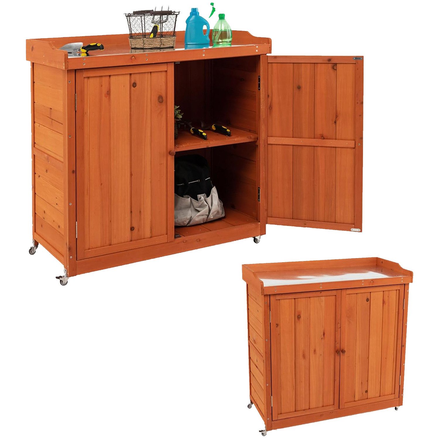 KOMFOTTEU Garten-Geräteschrank Gartenschrank, aus Holz, mit günstig online kaufen