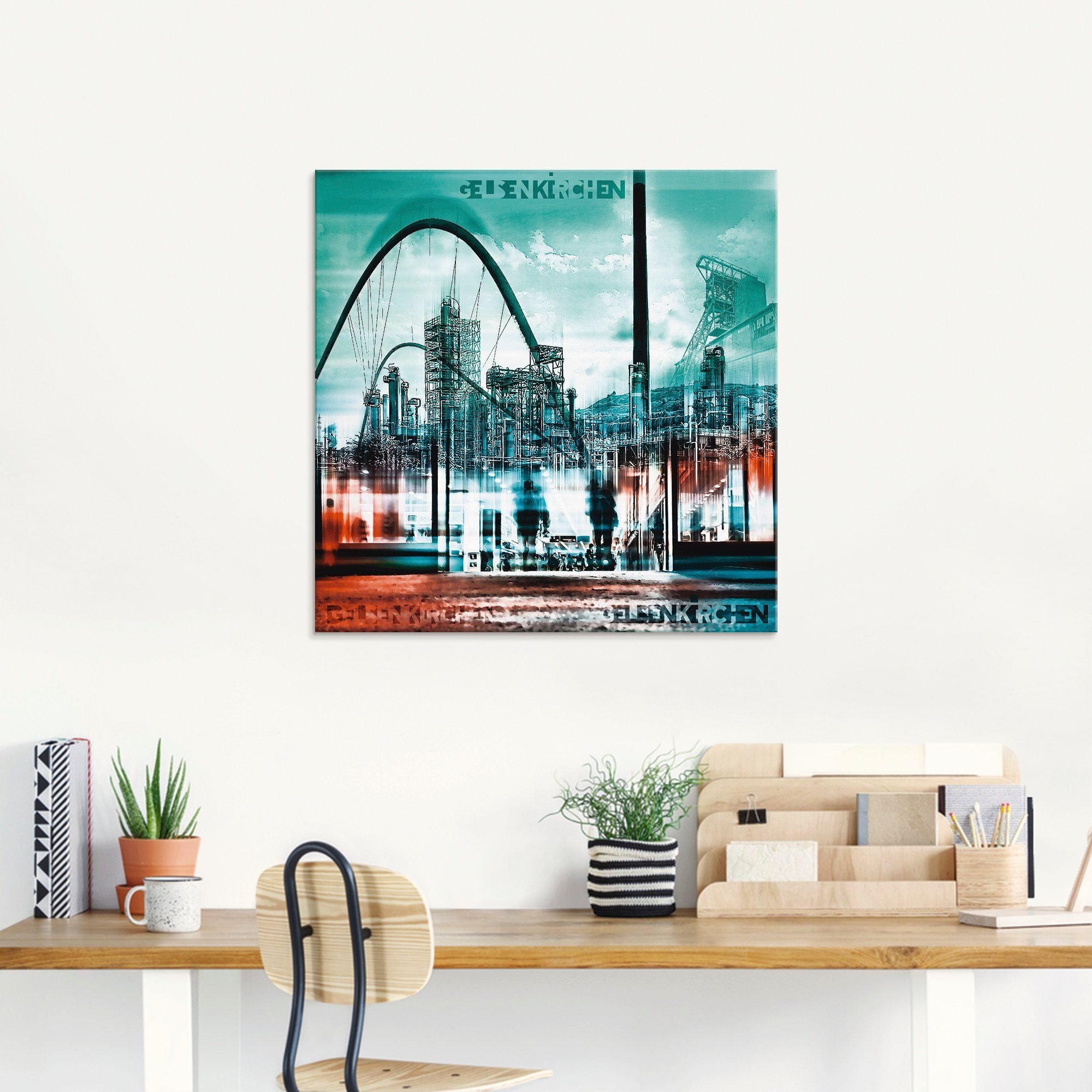 Artland Glasbild Gelsenkirchen Skyline Collage 02, Deutschland (1 St), in verschiedenen Größen