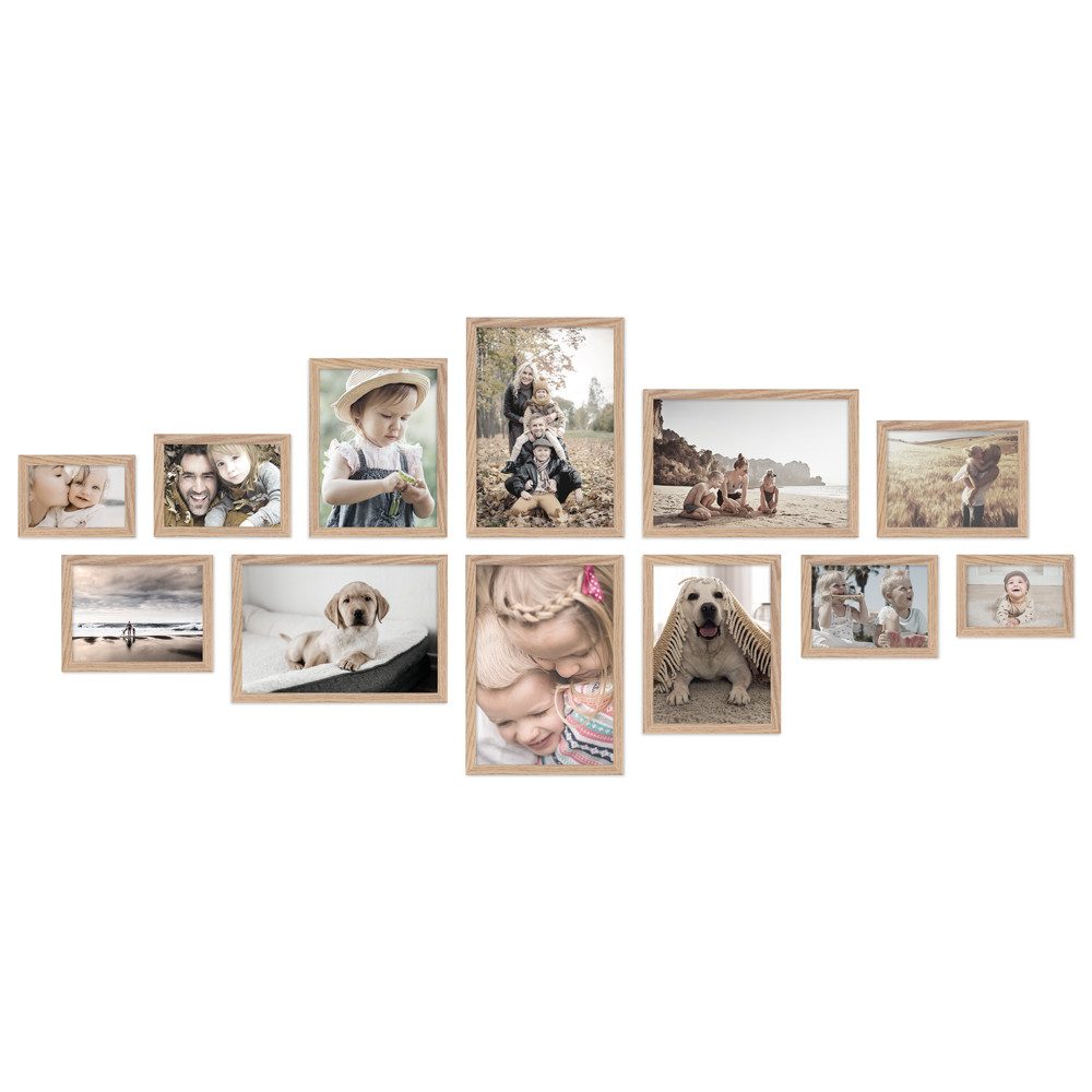 WANDStyle Bilderrahmen-Set H950, für 12 Bilder, Eiche-Optik, aus Massivholz im Stil Modern