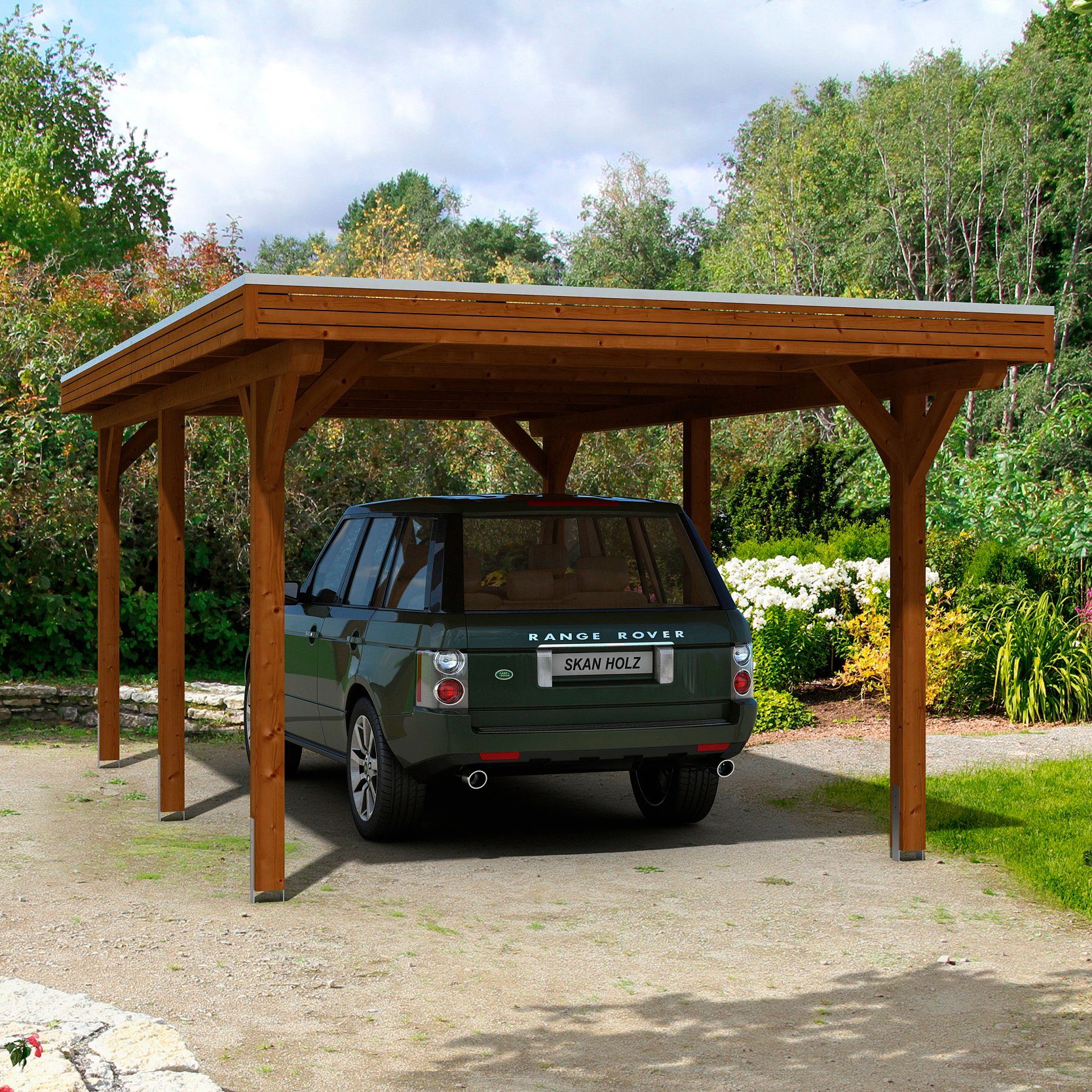 Skanholz Einzelcarport Spessart, BxT: 355x604 cm, 220 cm Einfahrtshöhe