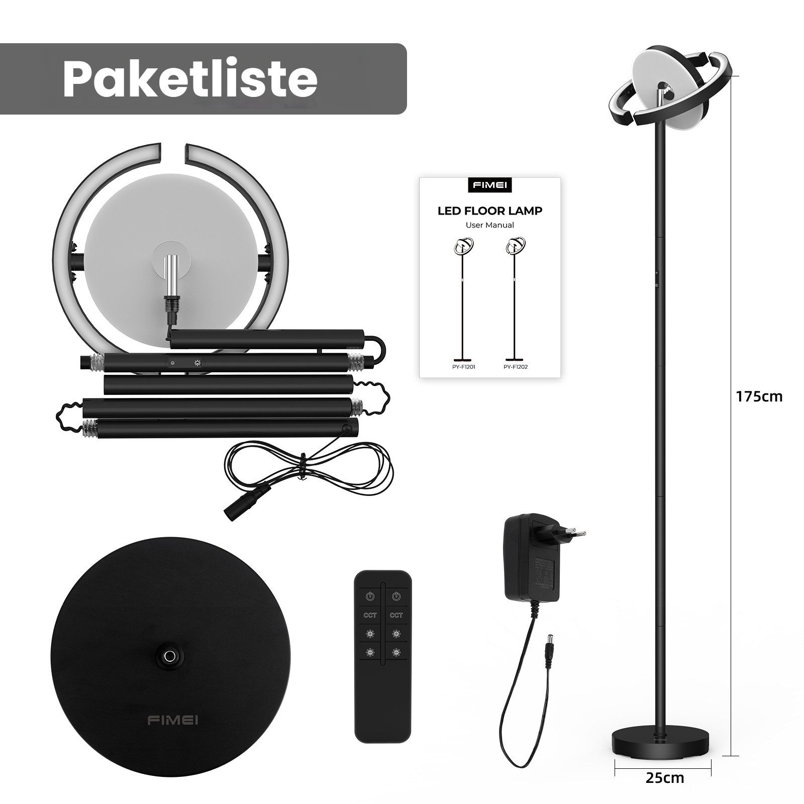 FIMEI Stehlampe Saturn-Stehlampe – 36W LED-Stehlampe mit stufenlosem Dimmen günstig online kaufen