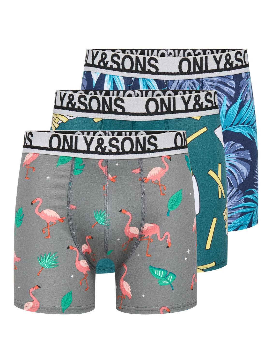 ONLY & SONS Trunk ONSFITZ AOP WB BOLD BOXER 3PACK NOOS (Packung, 3-St) Baumwollmischung, eng anliegend