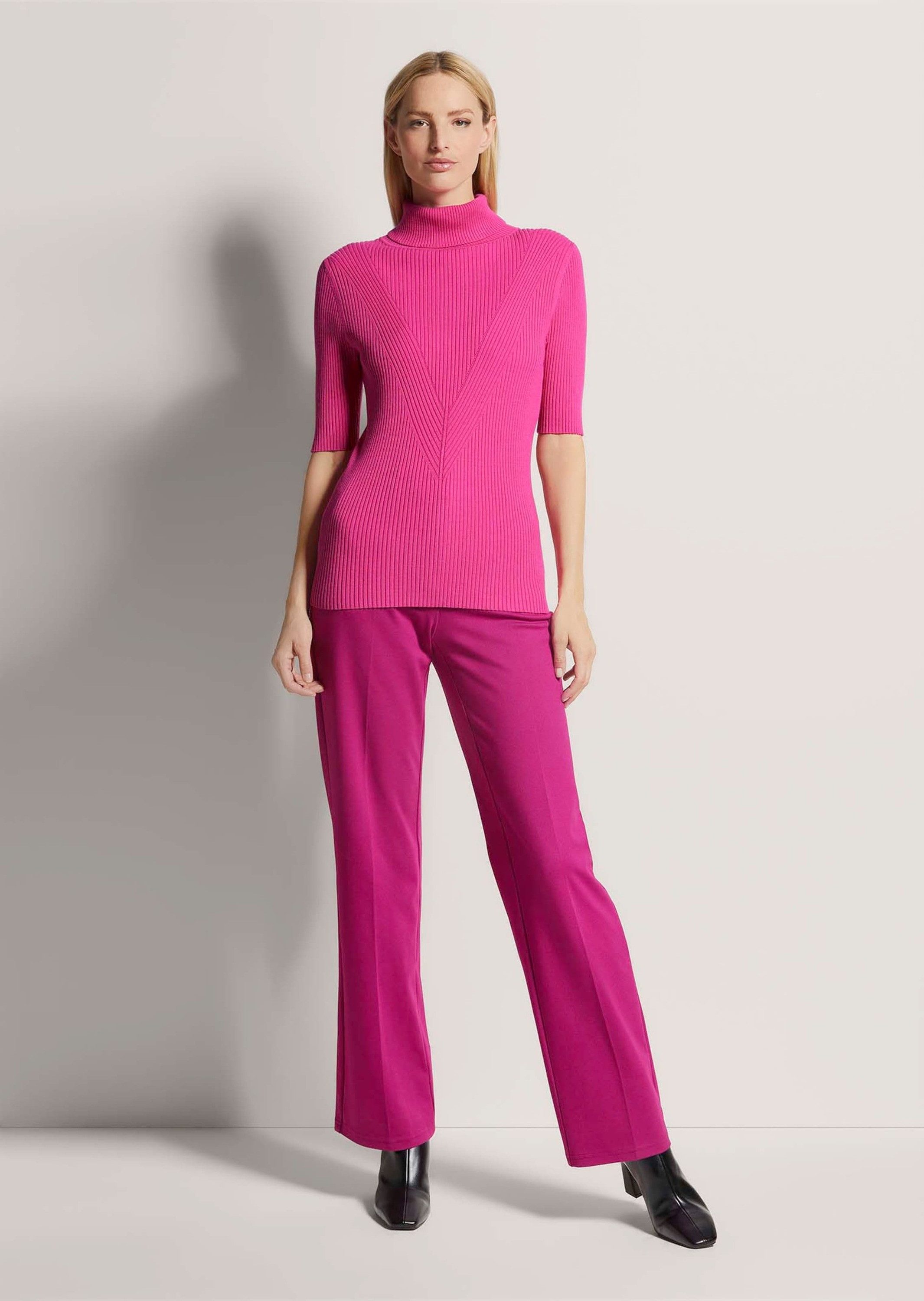 MADELEINE Strickpullover Rippstrickpullover mit Halbarm