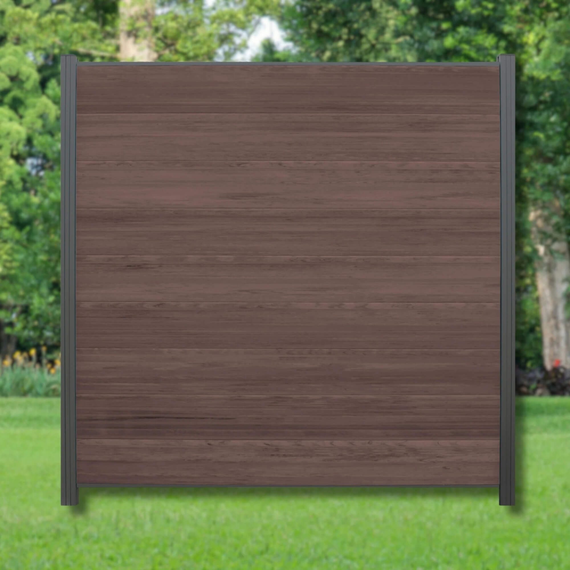 WPC Profi Zaun Komplettset choco anthrazit mix Sichtschutz Steckzaun Paneel 180x180cm, (Komplettset, mit Start- und Abschlussleisten, Pfosten und Zubehör)