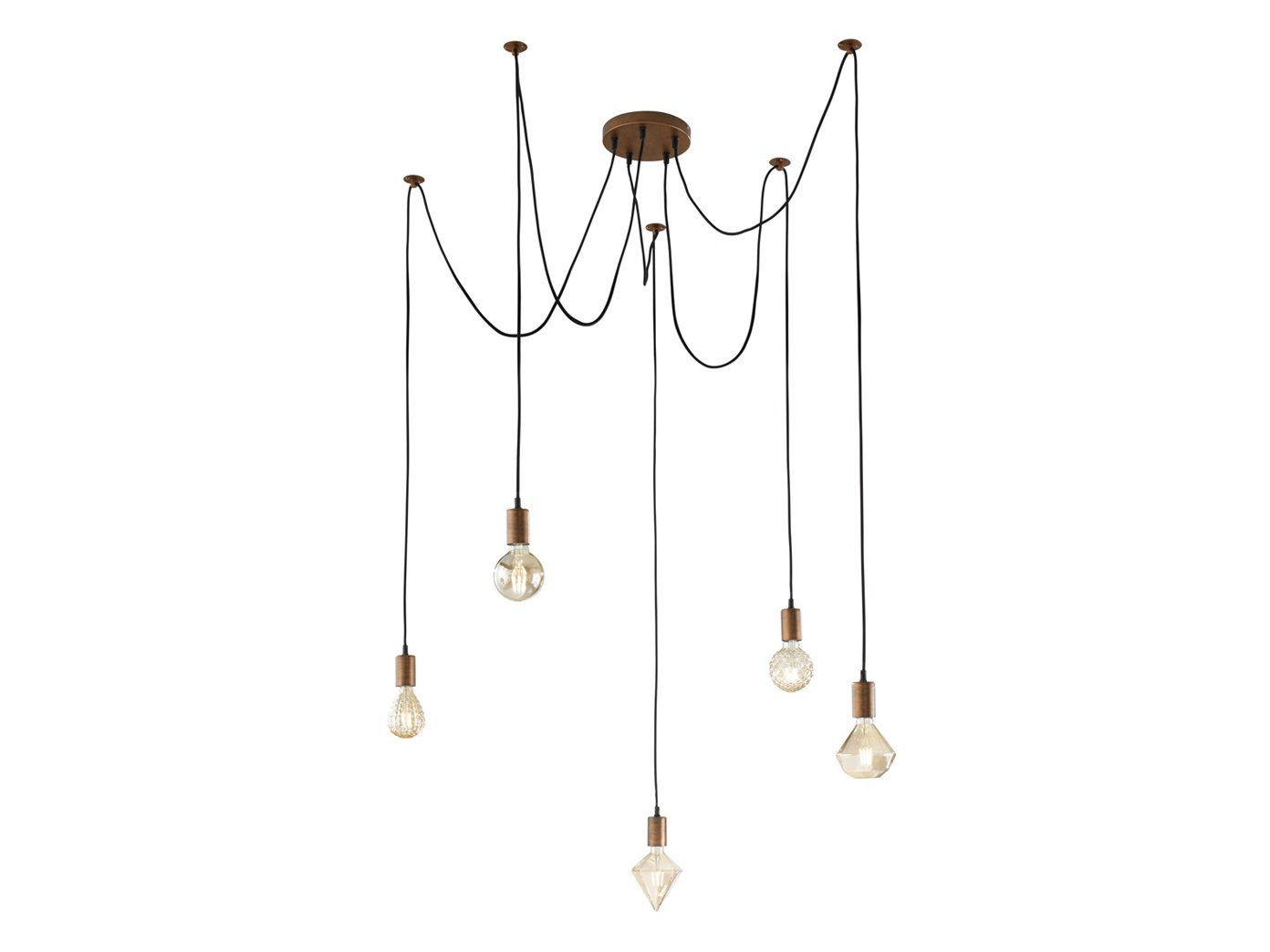 TRIO Leuchten LED Pendelleuchte, LED wechselbar, Diamant LED mit 4 Watt und 320 Lumen, Rundes LED mit 6 Watt und 420 Lumen, Gemustertes LED mit 4 Watt und 320 Lumen, Tropfen LED mit 4 Watt und 320 Lumen, Kristall LED mit 4 Watt und 320 Lumen, Warmweiß, groß-e Spinnen-lampe hängend Affenschaukel über Esstisch & Treppenhaus