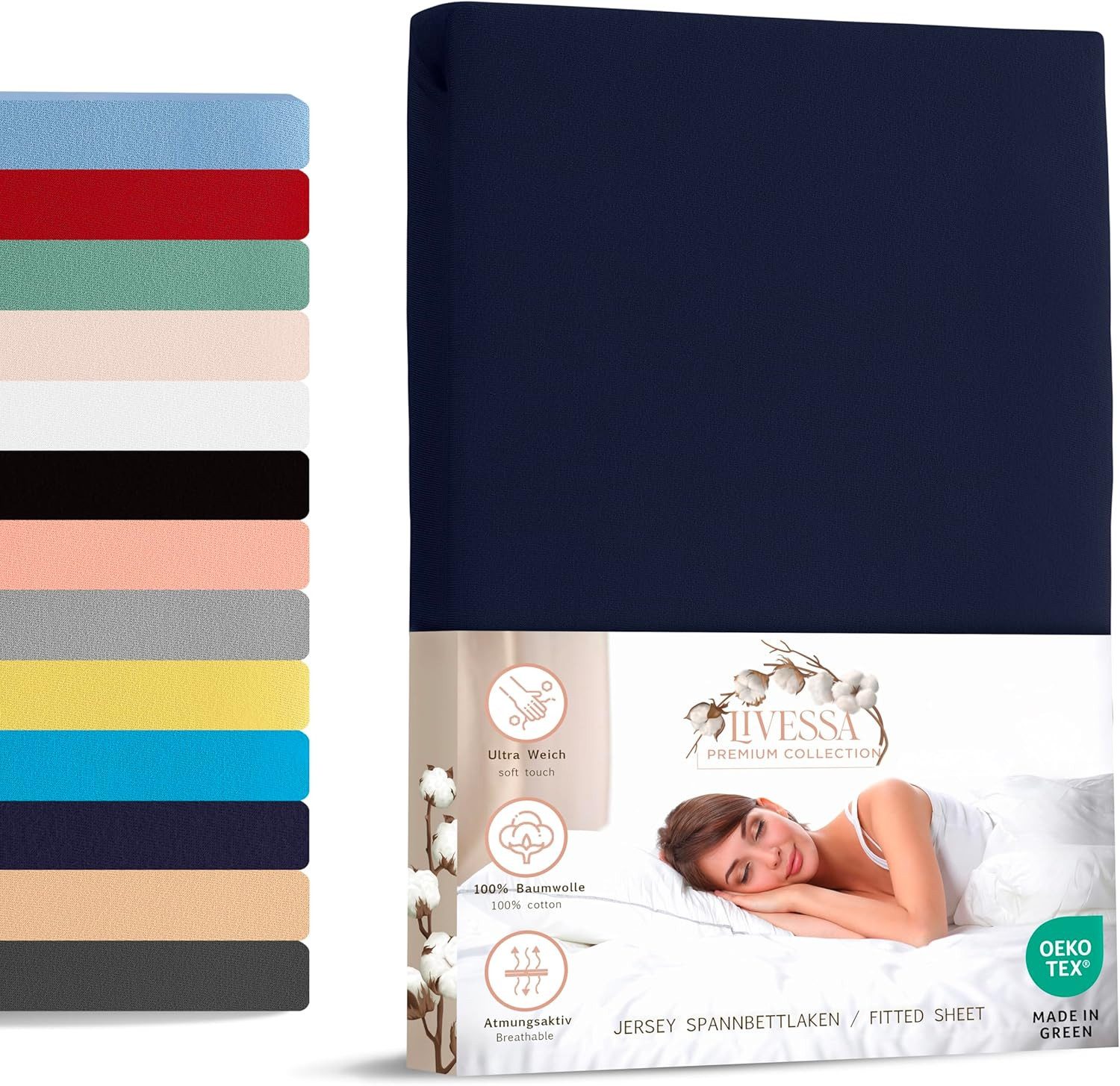 livessa Spannbettlaken Jersey Spannbettlaken 100% Baumwolle – Atmungsaktiv günstig online kaufen