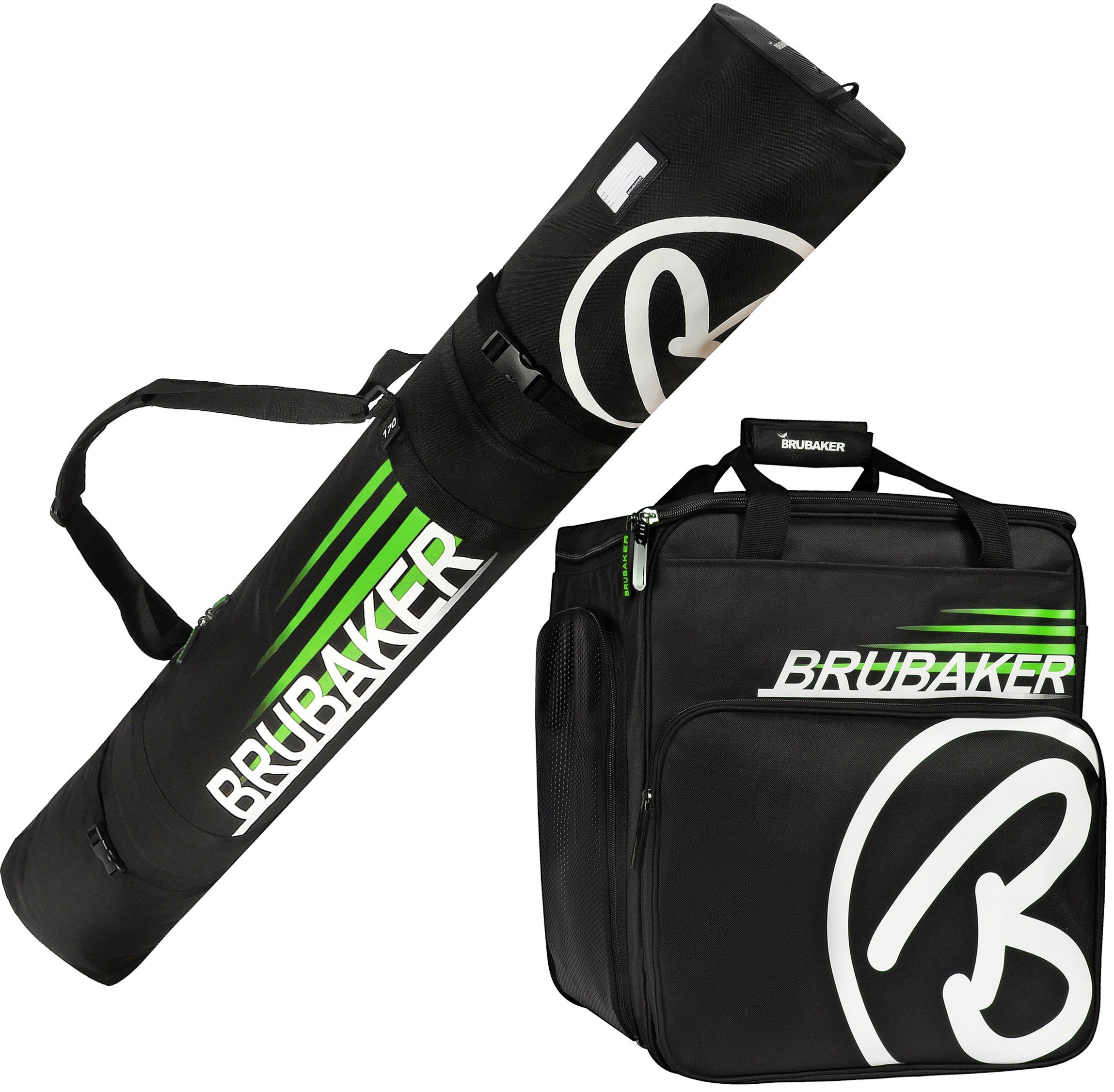 BRUBAKER Sporttasche Champion Skitasche Kombi Set (2-tlg., reißfest und nässeabweisend), Skisack und Skischuhtasche für 1 Paar Ski