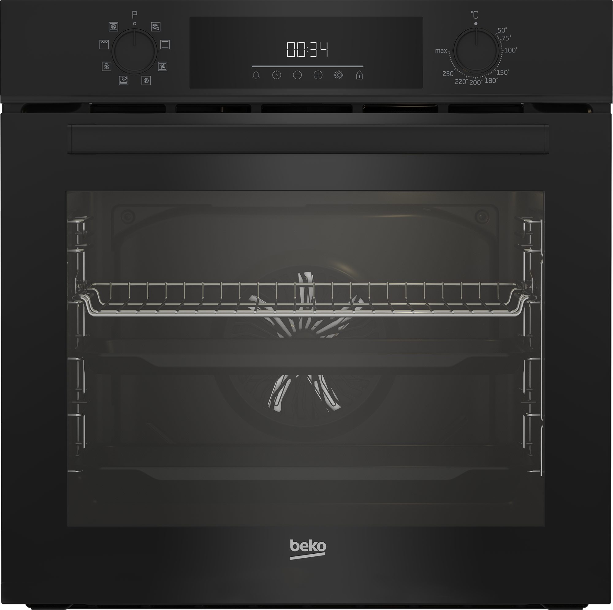 BEKO Einbaubackofen BBIM12300B, mit Teleskopauszug nachrüstbar, Hydrolyse, Gleichmäßige Heißluft für präzise und perfekte Ergebnisse