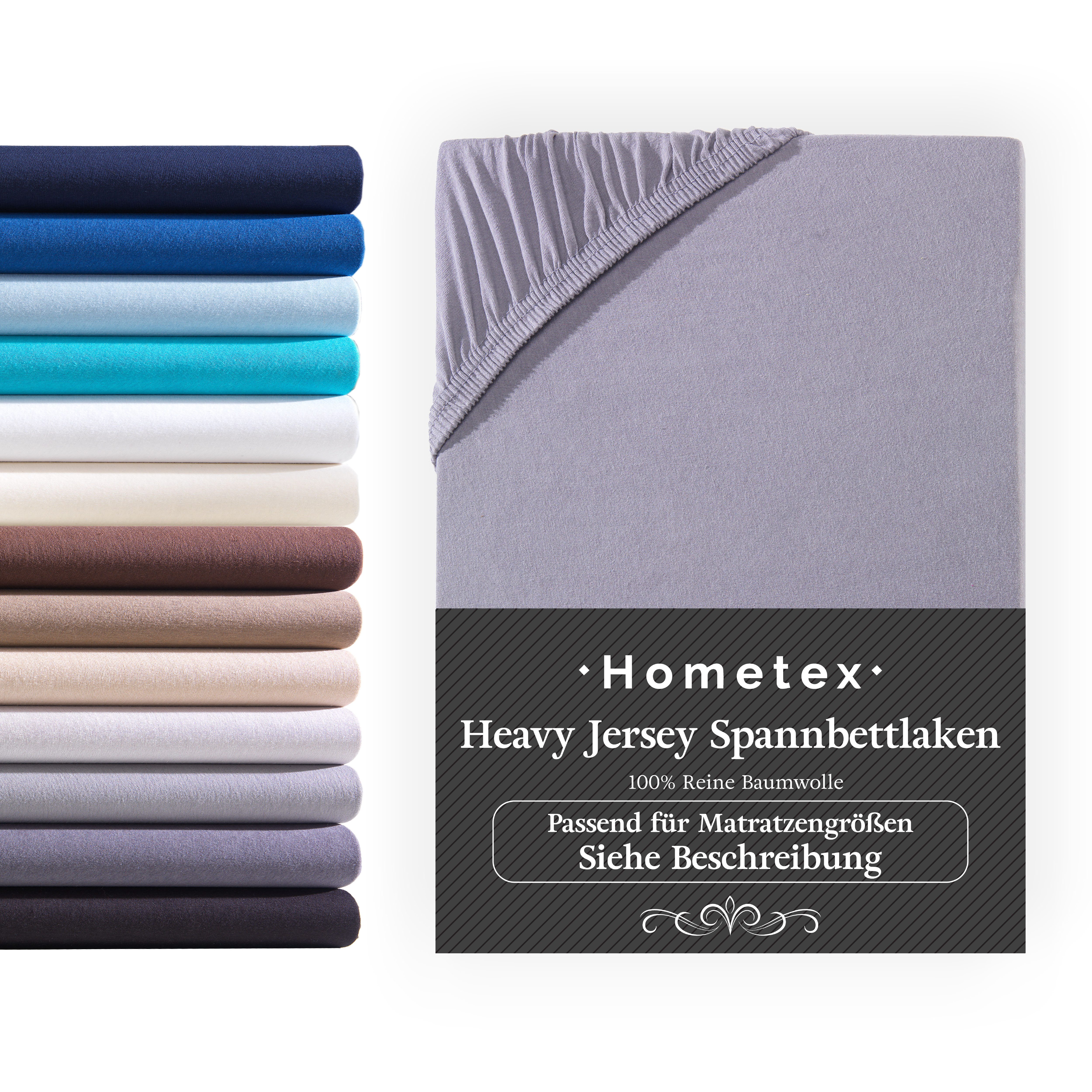 Hometex Premium Textiles Spannbettlaken Exclusive bis 25 cm Steghöhe, Jersey, Gummizug: rundum, 100% Baumwolle, Premium Qualität 160 g/m²