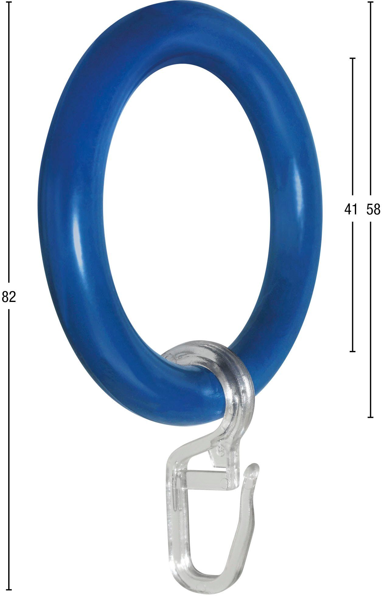 Gardinenring Kunststoffring mit Haken, GARESA, (20-St), für Durchmesser bis  28mm, einfache Montage, für Stangen bis zu einem Durchmesser von 28 mm  geeignet | Stoffklammern