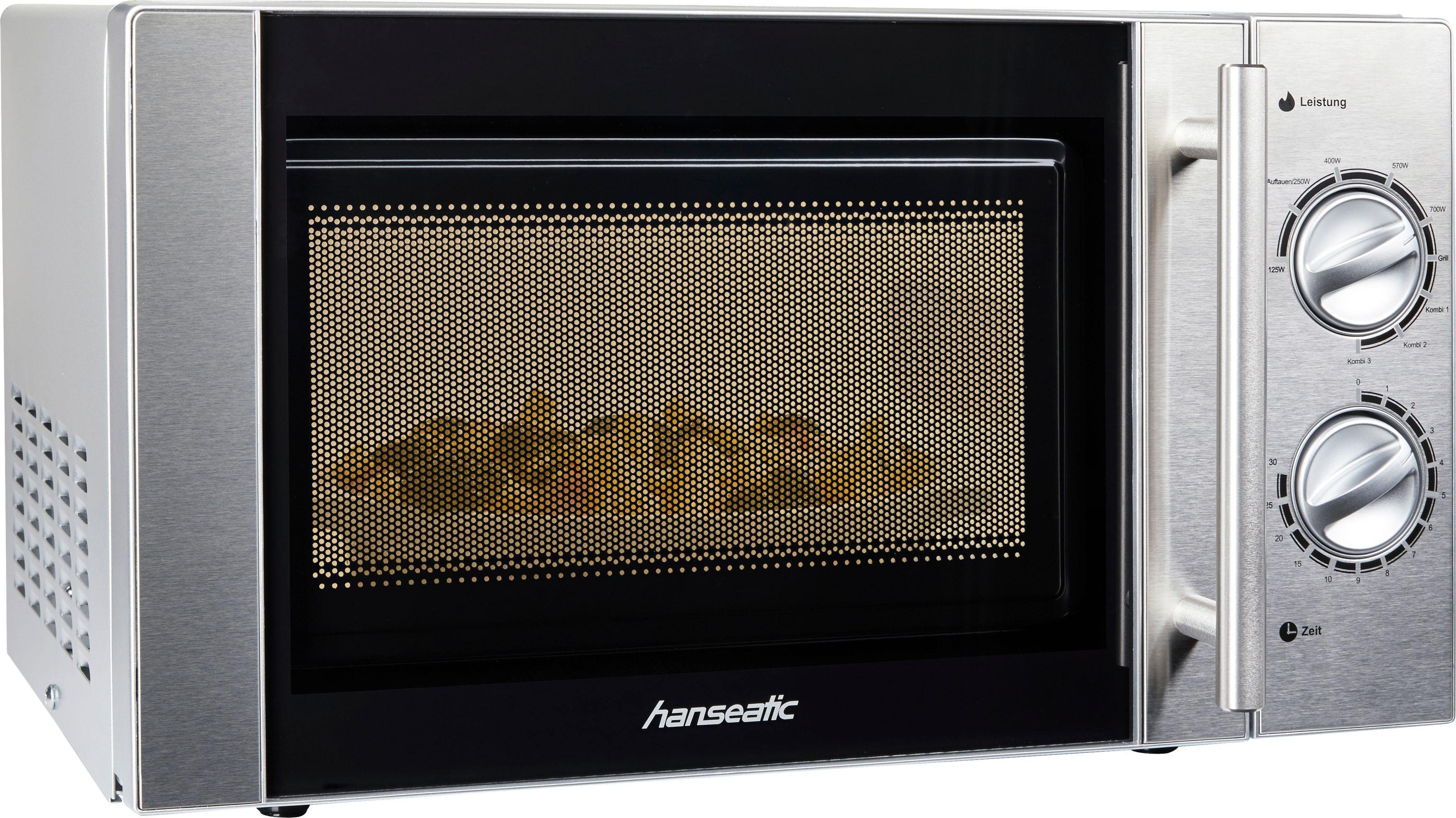 Hanseatic Mikrowelle D70H20L-DB(A13), 2 in 1, Grill, 20 l, Grill, 5 Leistungsstufen und Auftaufunktion