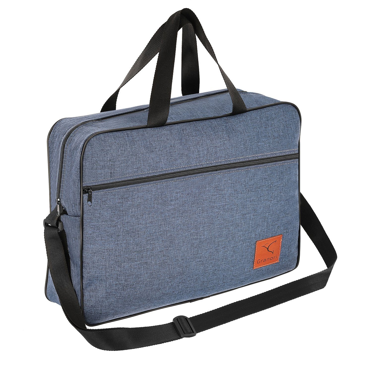 Granori Reisetasche 40x30x10 cm Handgepäck für Lufthansa Flug, extra leicht, mit verstellbarem Schultergurt Blau