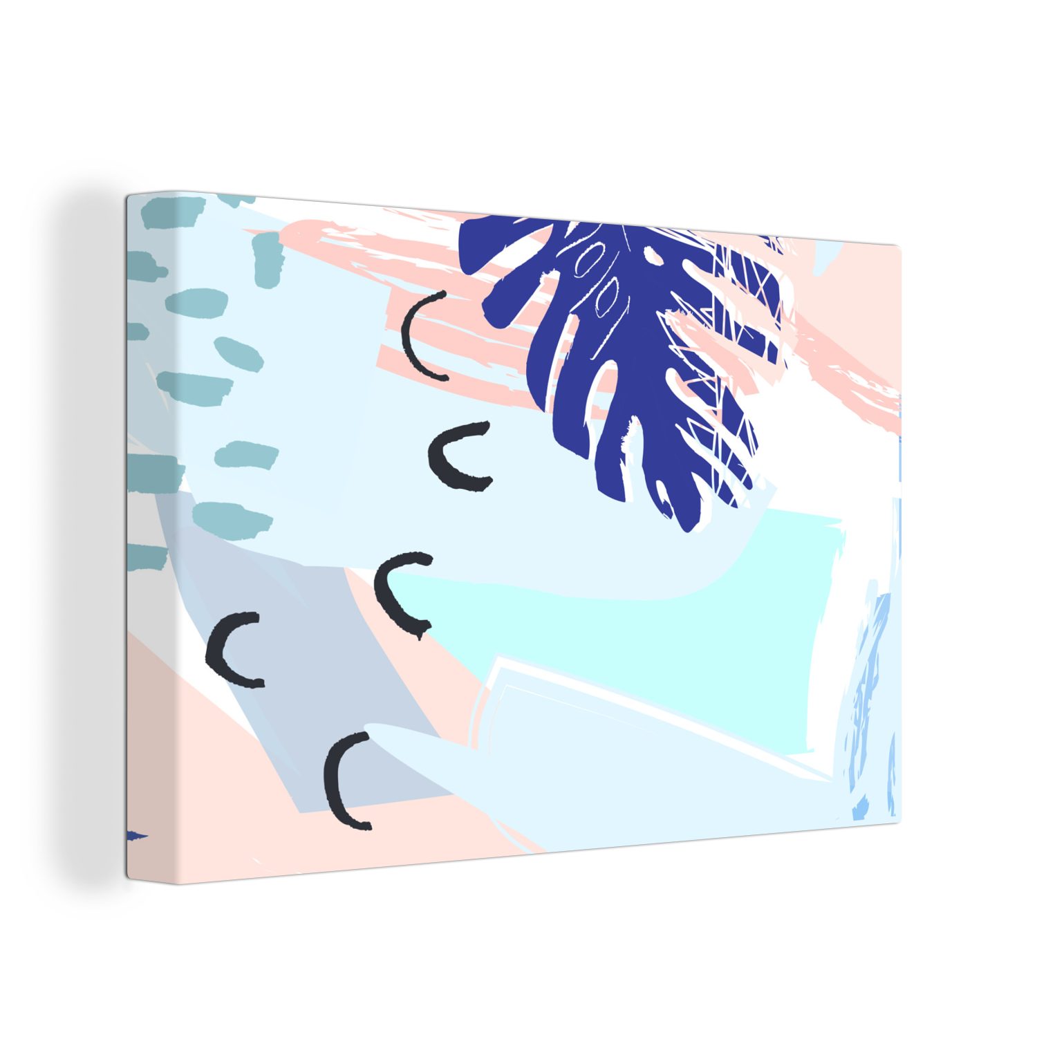 OneMillionCanvasses® Leinwandbild Sommer - Laub Wanddeko, Aufhängefertig, 30x20 Blau, Leinwandbilder, Wandbild cm St), (1 