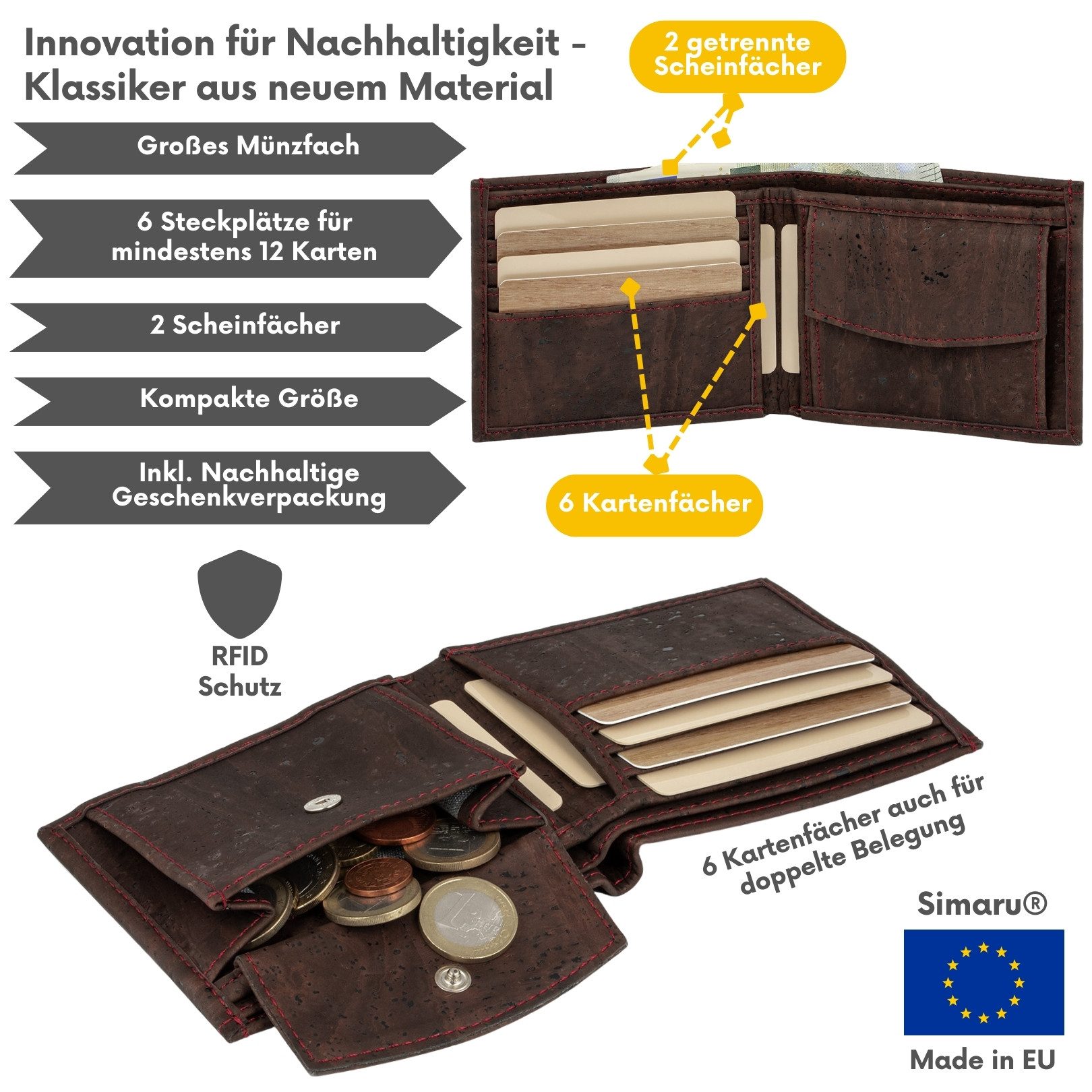 Simaru Geldbörse Ceasar, Portmonee aus Kork, günstig online kaufen