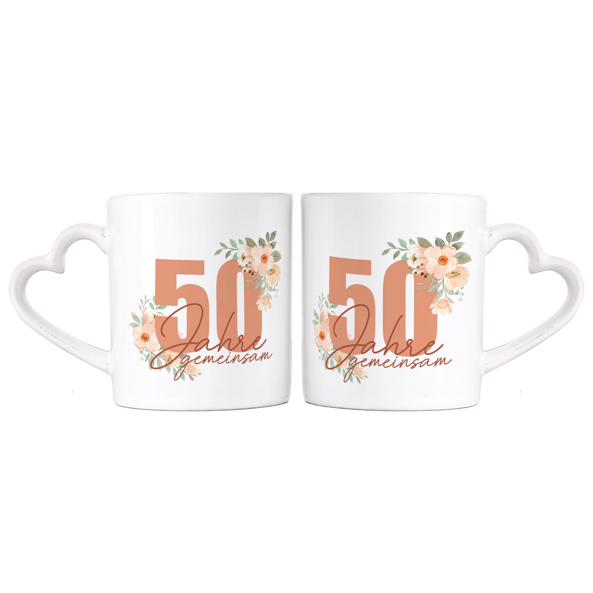 Herz & Heim Tasse 2er Set Tassen mit Motiven zum Hochzeitsjubiläum, Goldene Hochzeit