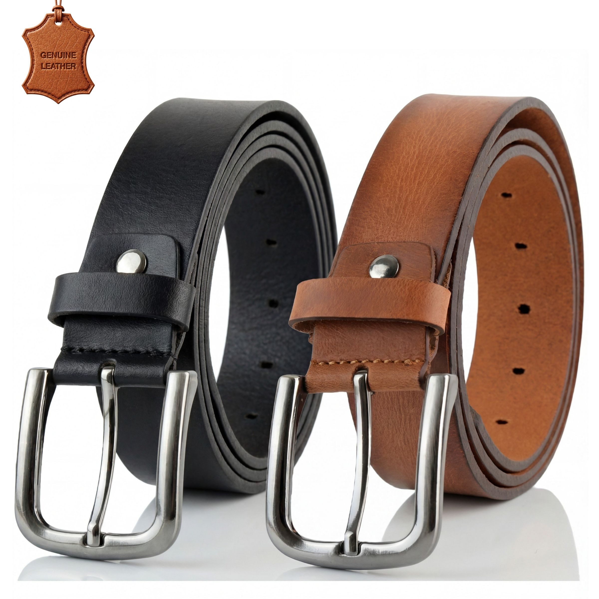 herémood Ledergürtel Gürtel Herren 4 cm Ledergürtel Jeans Premium Herren Geschenke 2 Stück (100 % Echtleder Gürtel handgefertigt, hochwertig verarbeitet, kürzbar, 2-St., Cognac & Schwarz 115 cm – echtes, robustes Büffelleder, langlebig) Ledergürtel Herren Cognac & Schwarz – robust & edel, Herrengeschenk