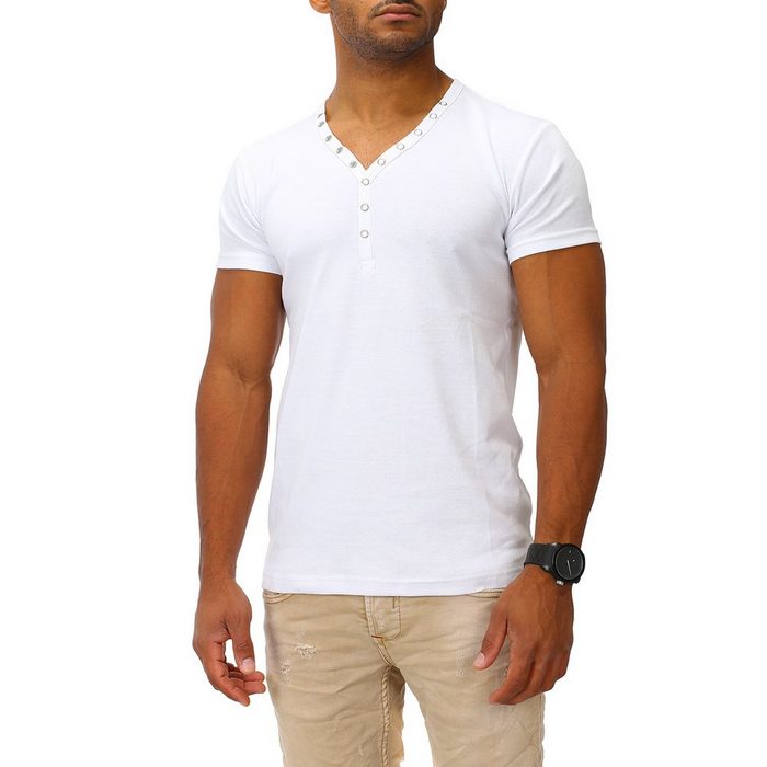 Joe Franks T-Shirt SMALL BUTTON in stylischem Slim Fit Kurzarm Druckknopf
