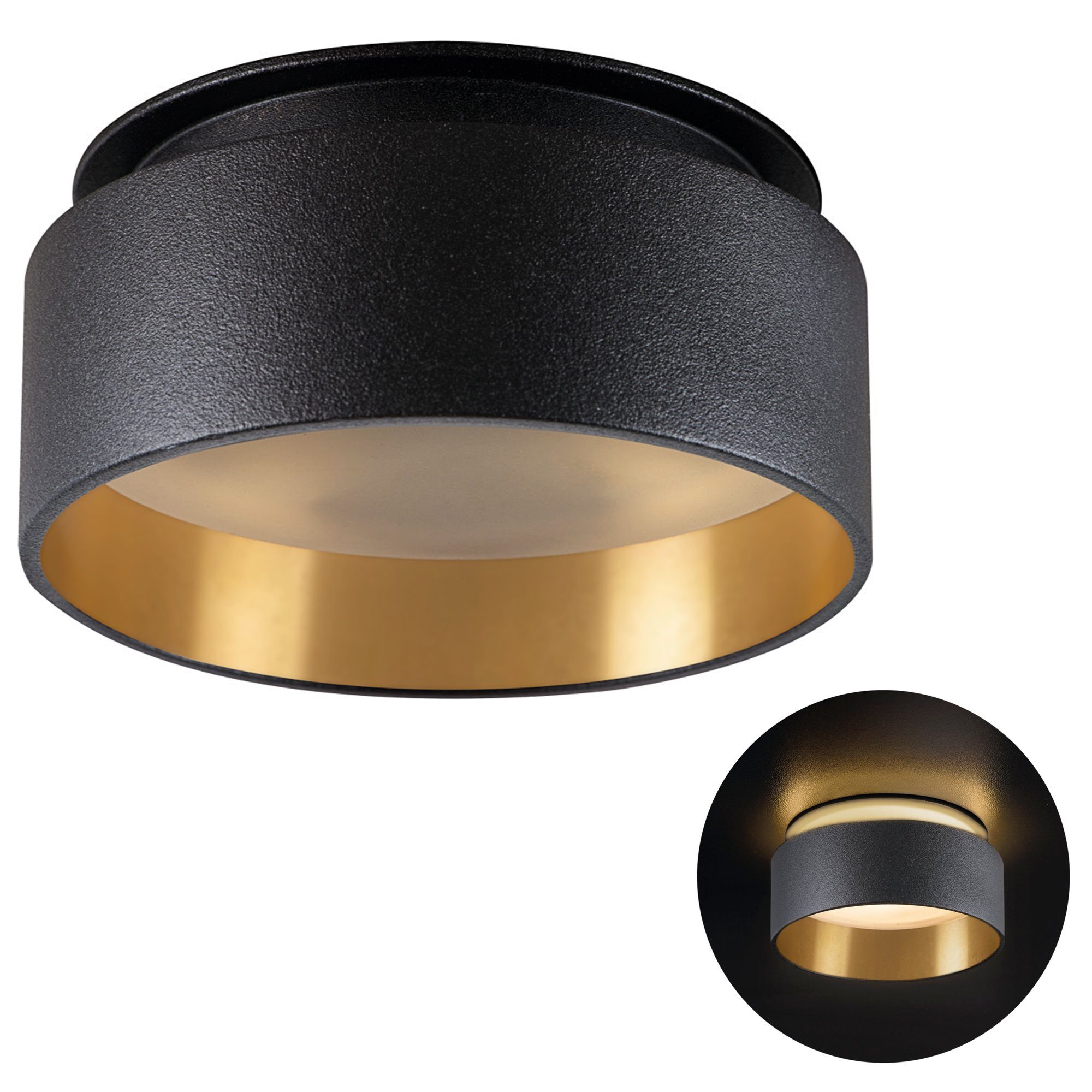 Warmweiß indirektes SSC-LUXon schwarz Sudara Licht Aufbauleuchte LED, gold LED Einbauspot mit Design