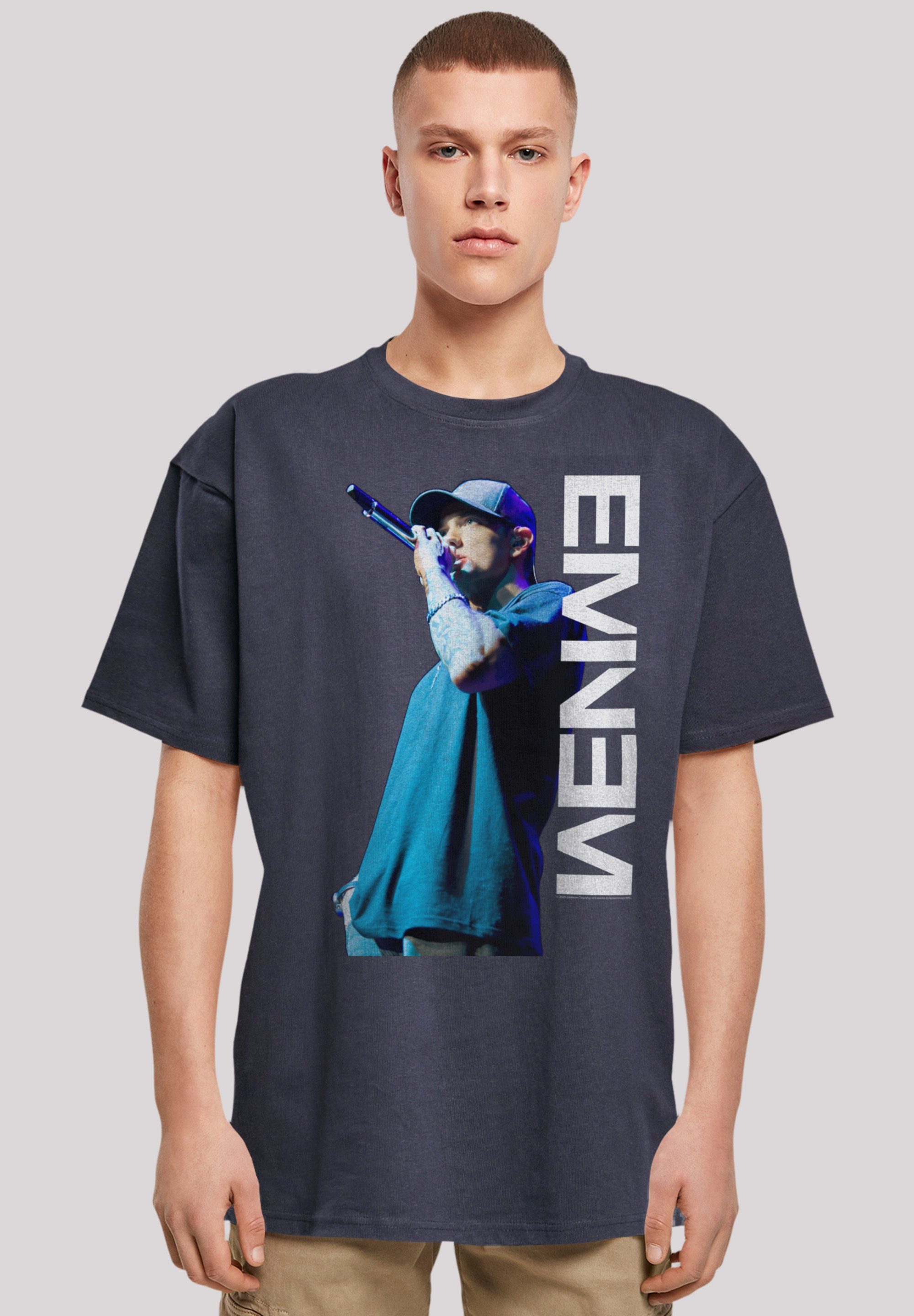navy Eminem Pose T-Shirt Hop Music Qualität, Musik Hip F4NT4STIC Premium Mic Rap