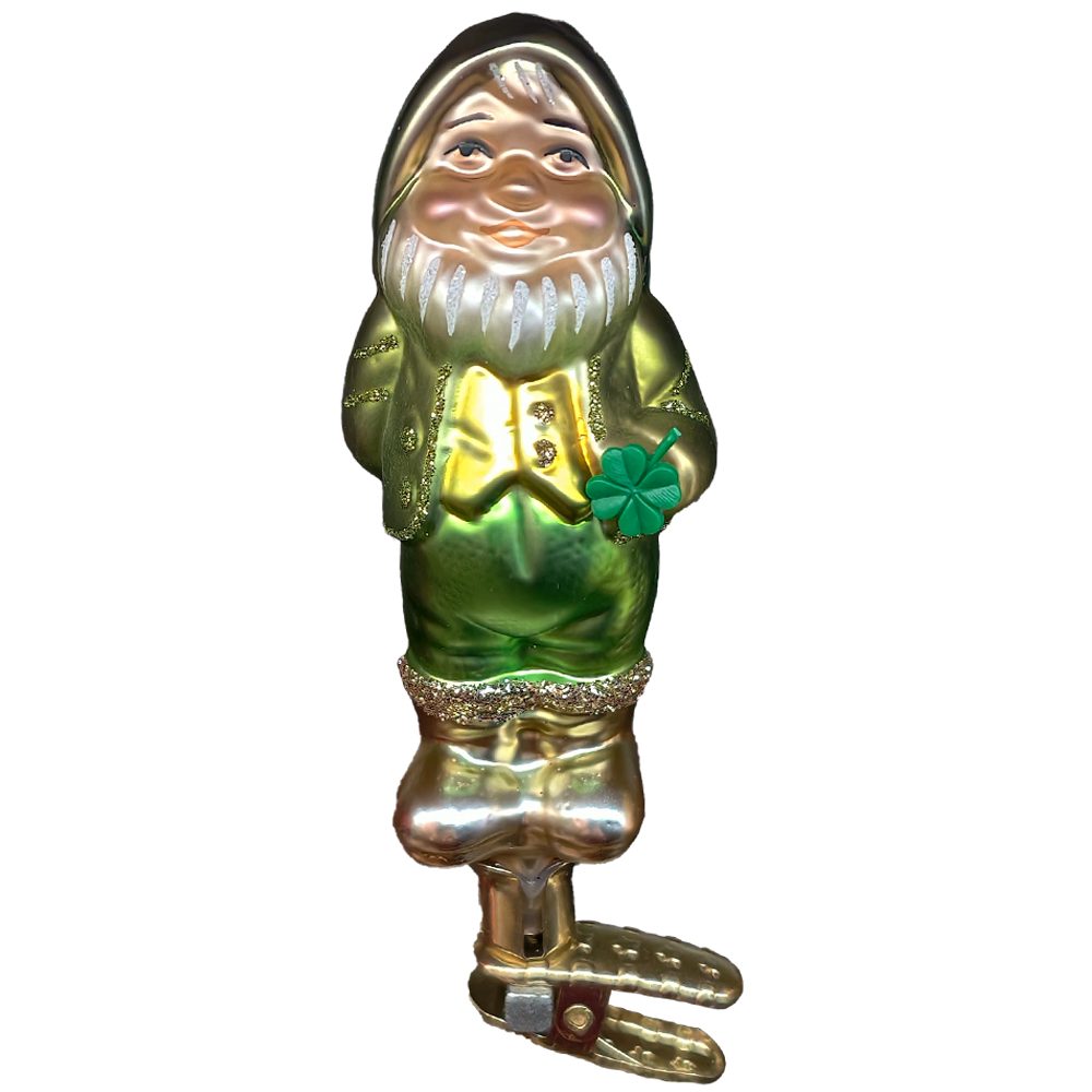 INGE-GLAS® Christbaumschmuck Irischer Kobold zum St. Patrick’s Day, 10cm (1-tlg), mundgeblasen, handbemalt