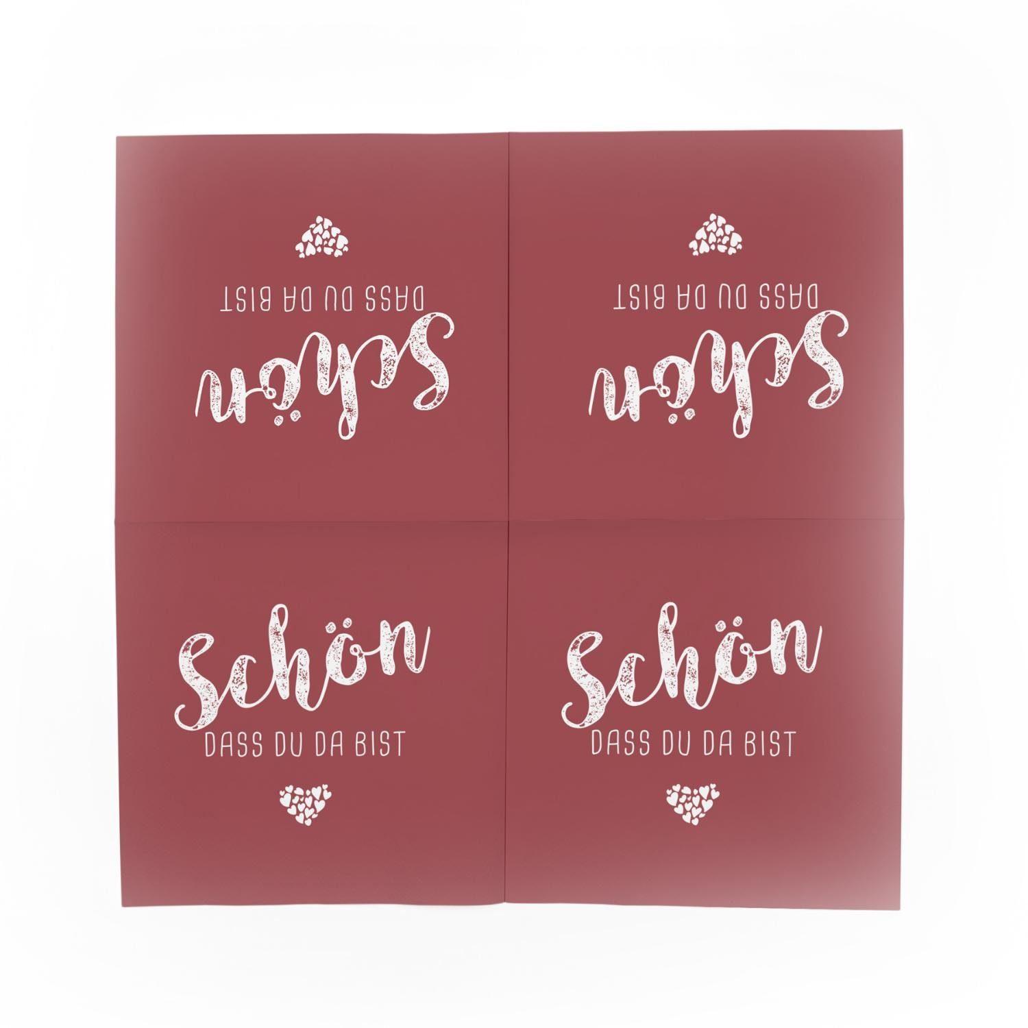 itenga Papierserviette itenga 20x Serviette Schön dass du da bist bordeaux rot – Bild 4 von 4