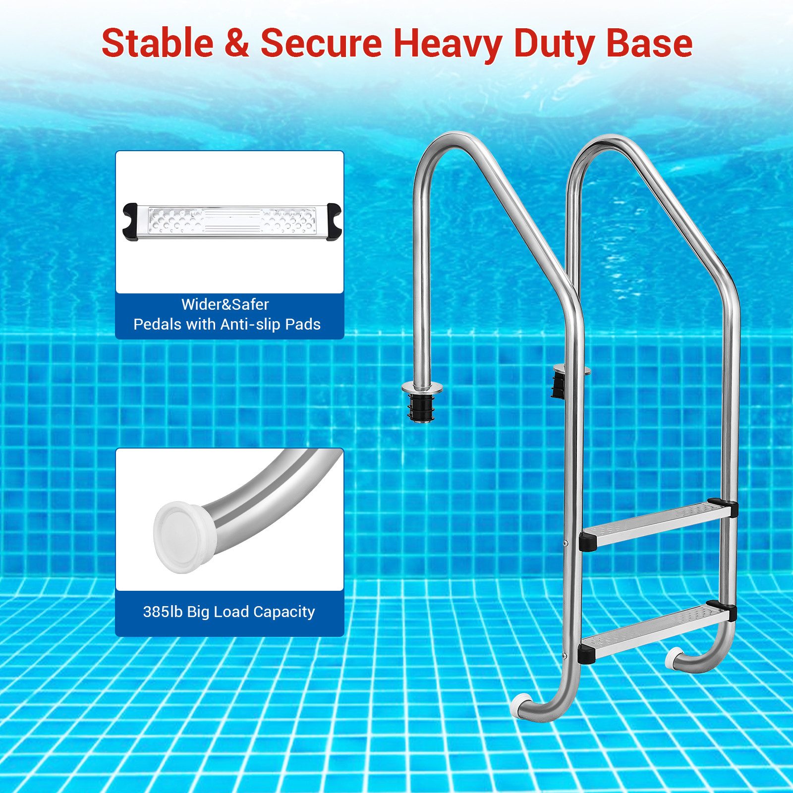 GarveeMore Poolleiter Edelstahl Poolleiter mit 2/4 Stufen Pool Handlauf Pool Treppe