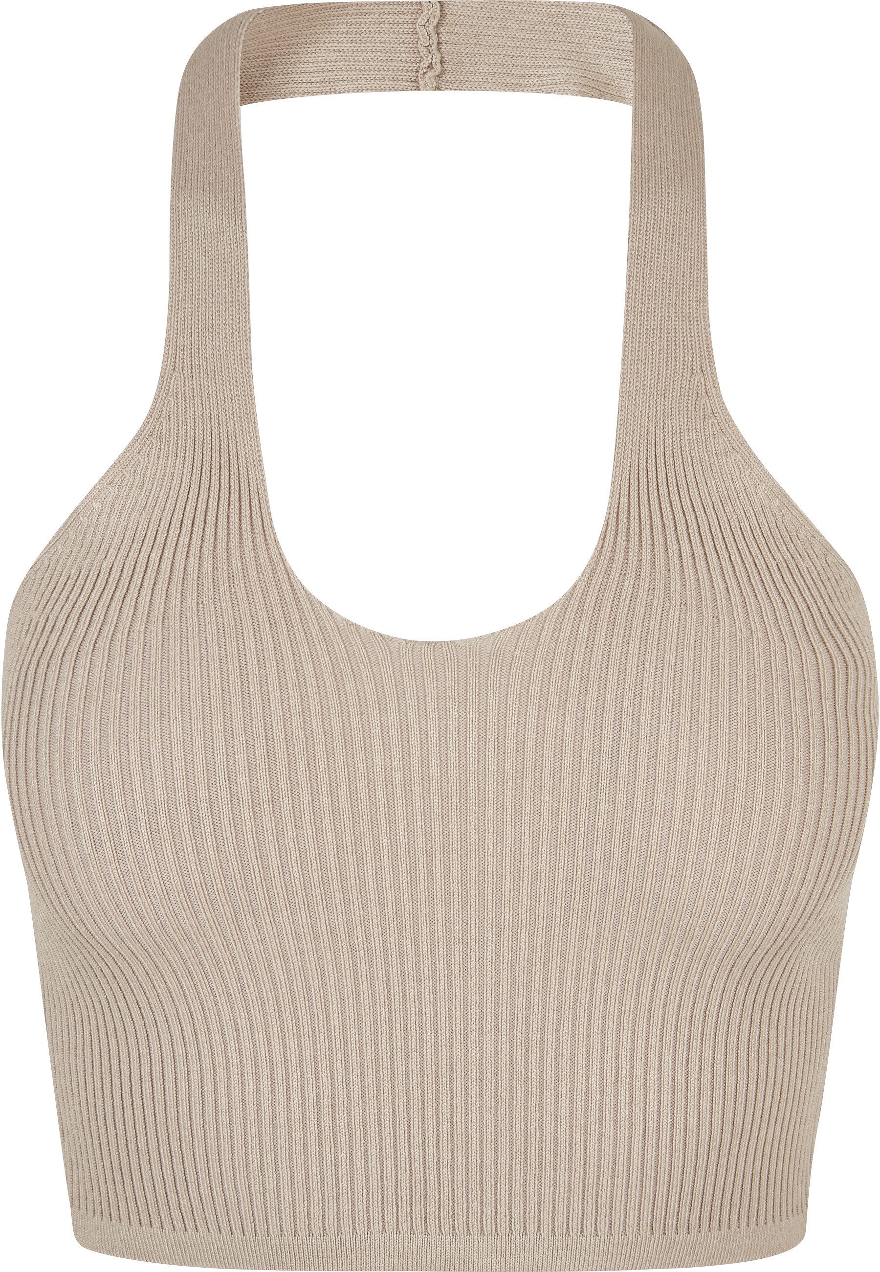 URBAN CLASSICS Tanktop Urban Classics Damen Ladies Rib Knit Crossed Neckholder Top (1-tlg)