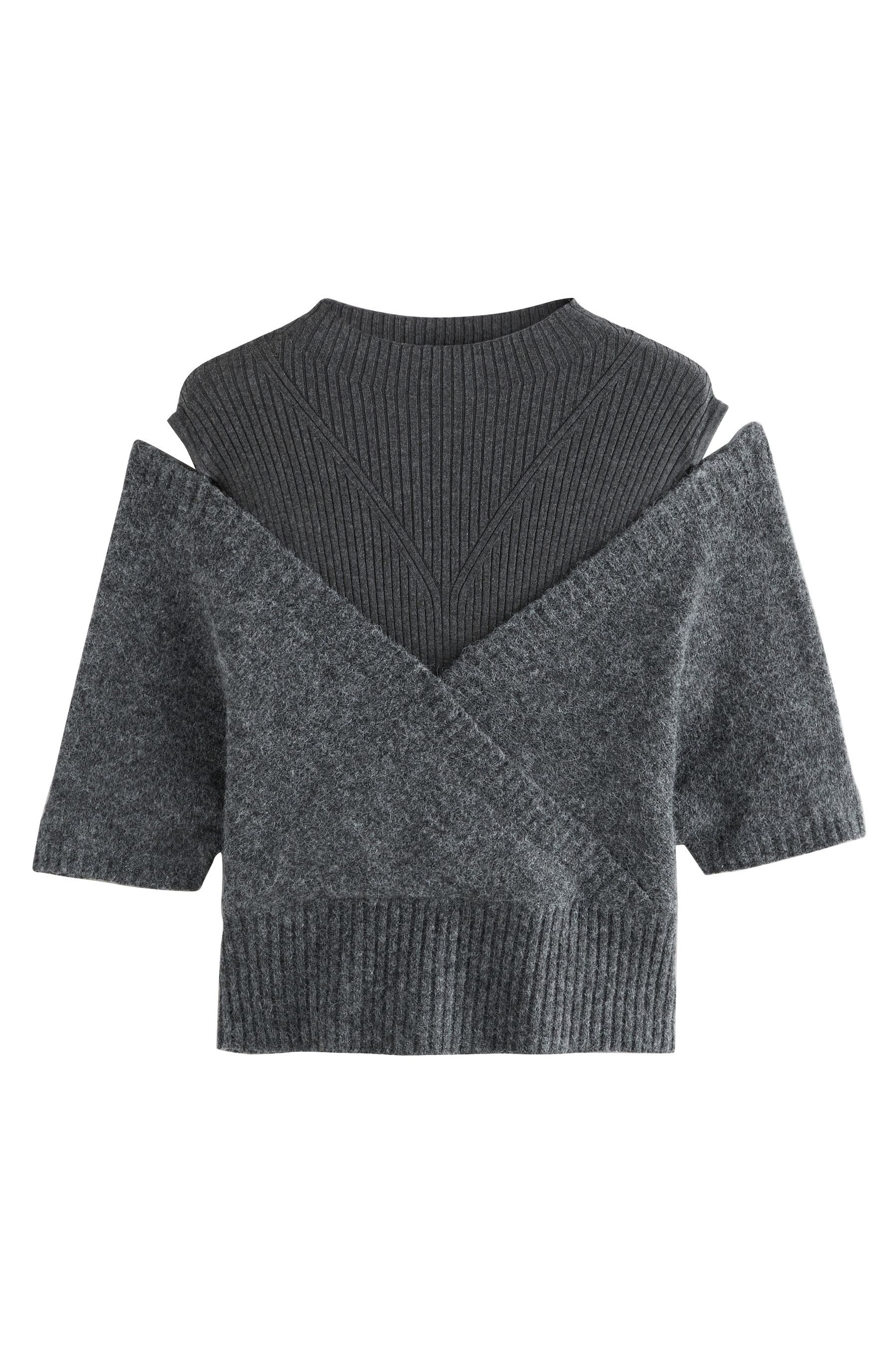 Next 2-in-1-Pullover Mehrlagiges, geripptes Ballett-Wickeloberteil (1-tlg)