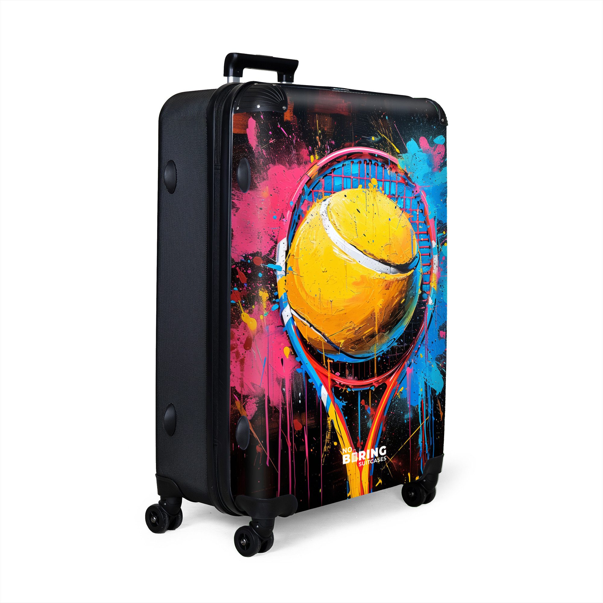 NoBoringSuitcases.com© Hartschalen-Trolley Graffiti-Tennisschläger mit Ball günstig online kaufen
