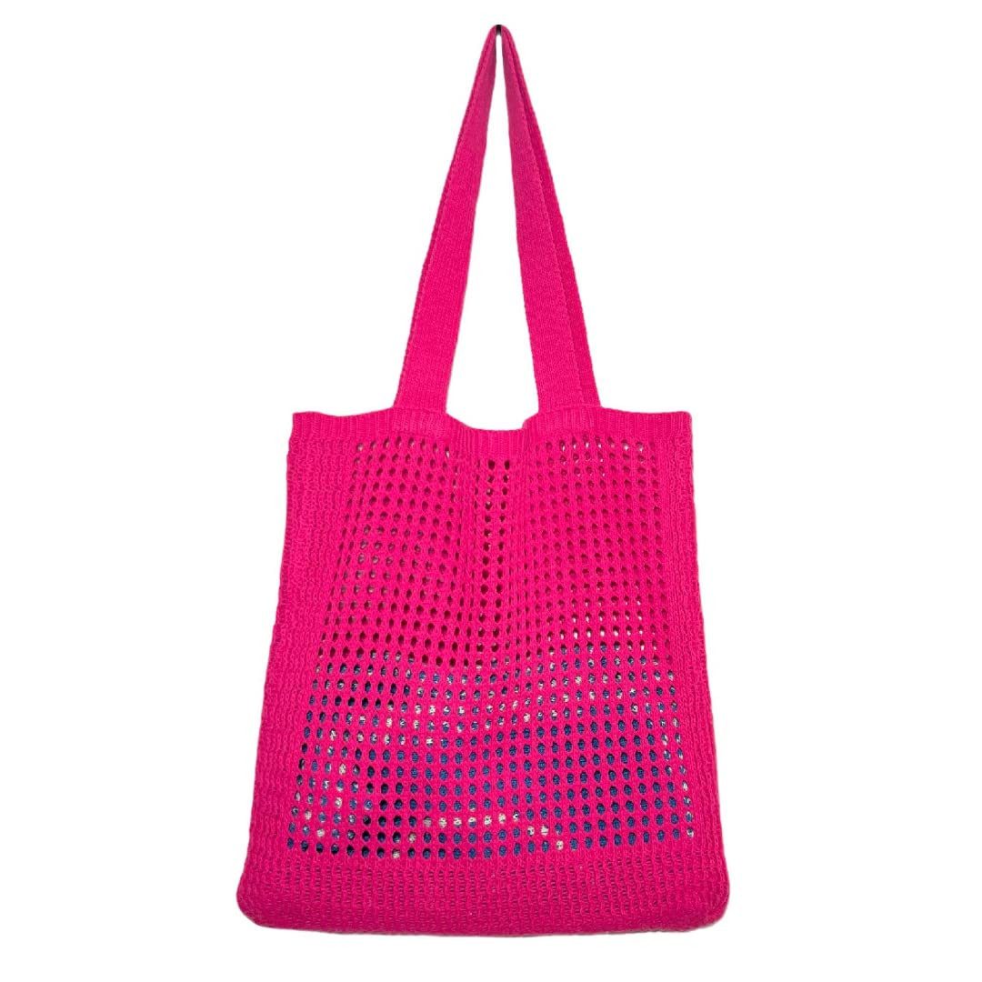 nsihing Strandtasche Damen Sommer Boho, Gestrickte Tasche Beach Bag Netz Strandbeutel (Häkeltasche Mesh Gehäkelt Handtasche, Tote Bag), Netztasche Umhängetasche Sommertaschen für Reisen, Alltag