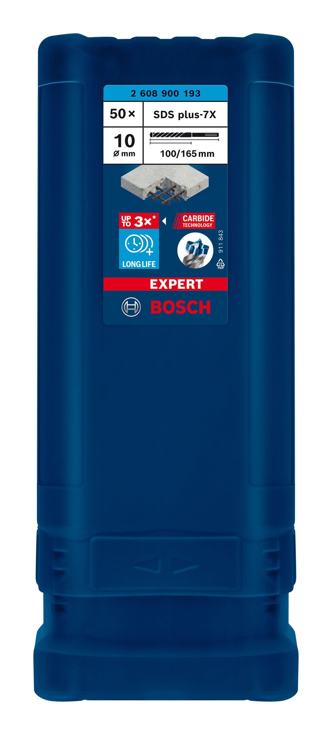 BOSCH Universalbohrer Expert SDS (50 Hammerbohrer mm 100 Stück), 10 50er-Pack - x 165 plus-7X, x 