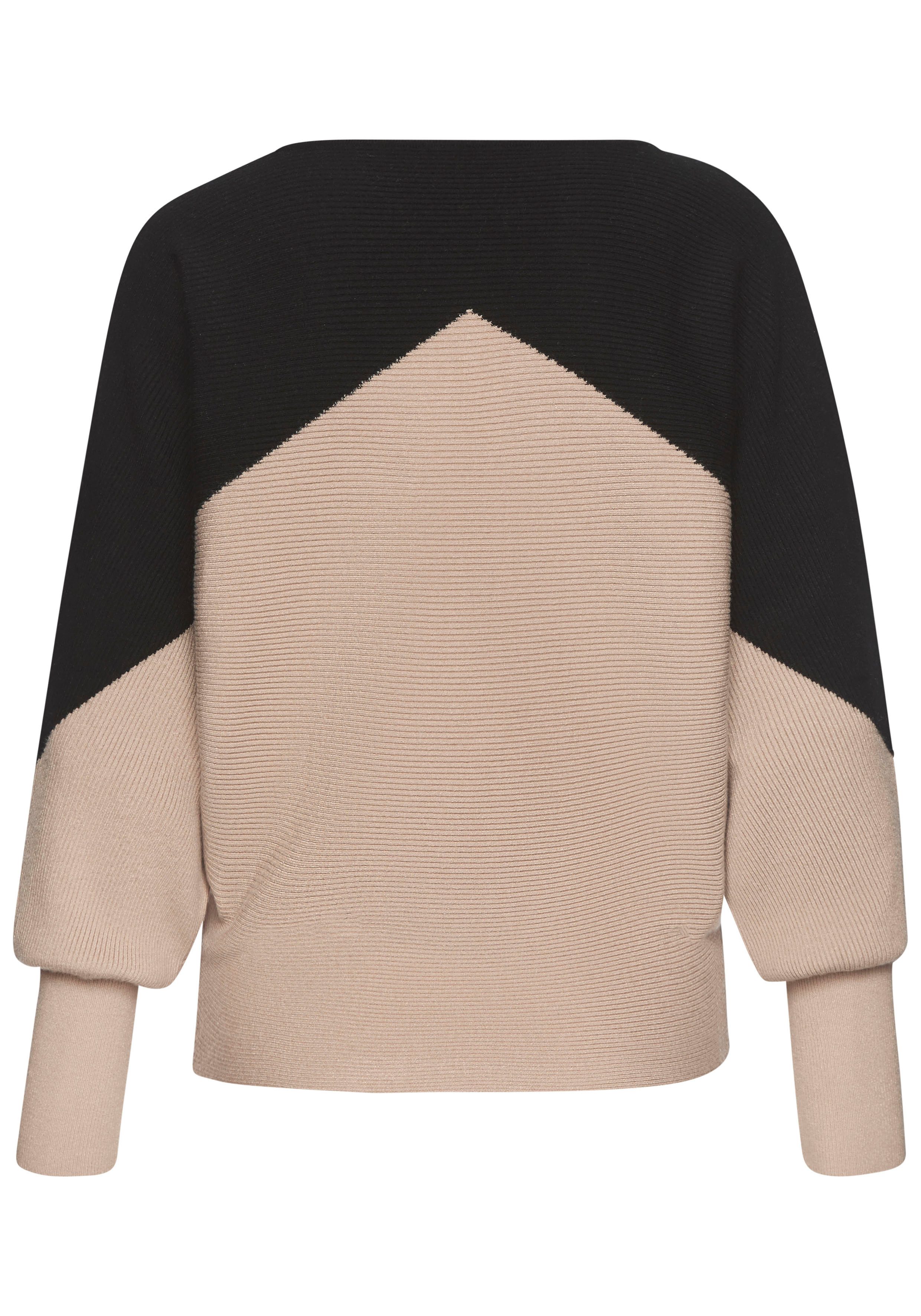 LASCANA Strickpullover mit Colorblock-Optik Fledermausärmel, modisch
