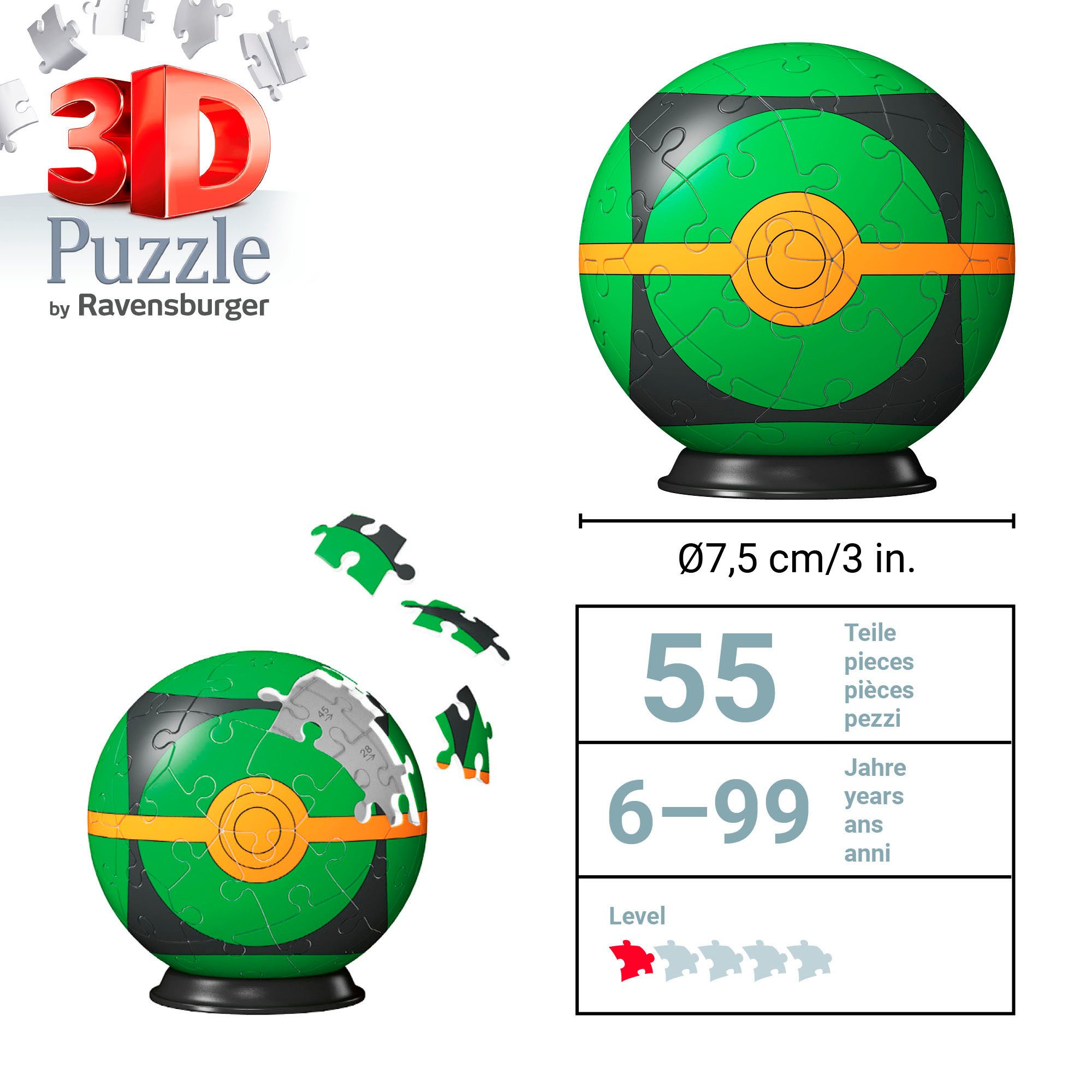 Ravensburger 3D-Puzzle Pokémon Finsterball, 54 Puzzleteile, Made in Europe