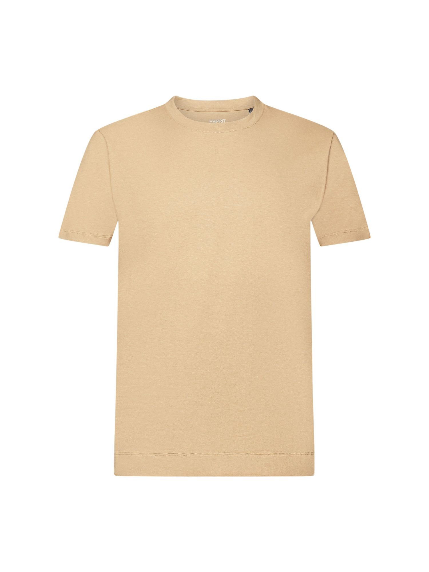 Esprit Collection T-Shirt T-Shirt aus Baumwolle-Leinen-Mix (1-tlg) SAND