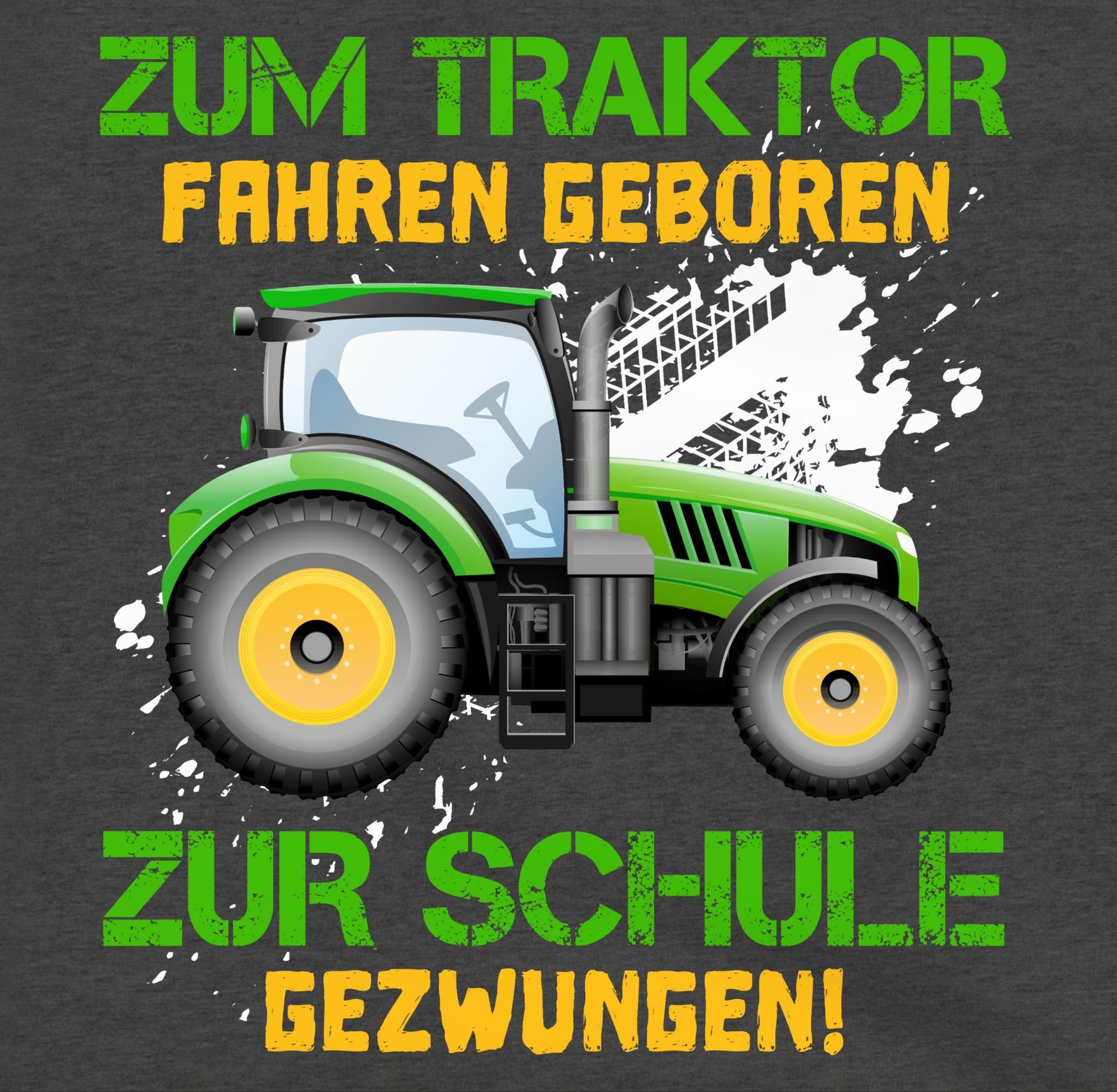 Baue gezwungen zur 3 Anthrazit meliert Landwirt Zum - Traktor Hoodie Schule Shirtracer Kinder fahren geboren Mädchen Einschulung