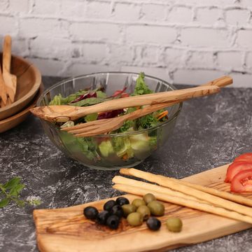 Lantelme Salatbesteck Holz Salatbesteck (Spar-Set, 2-tlg., Löffel, Gabel, 8624), 100% Olivenholz, extrem robust, einzigartige Maserung