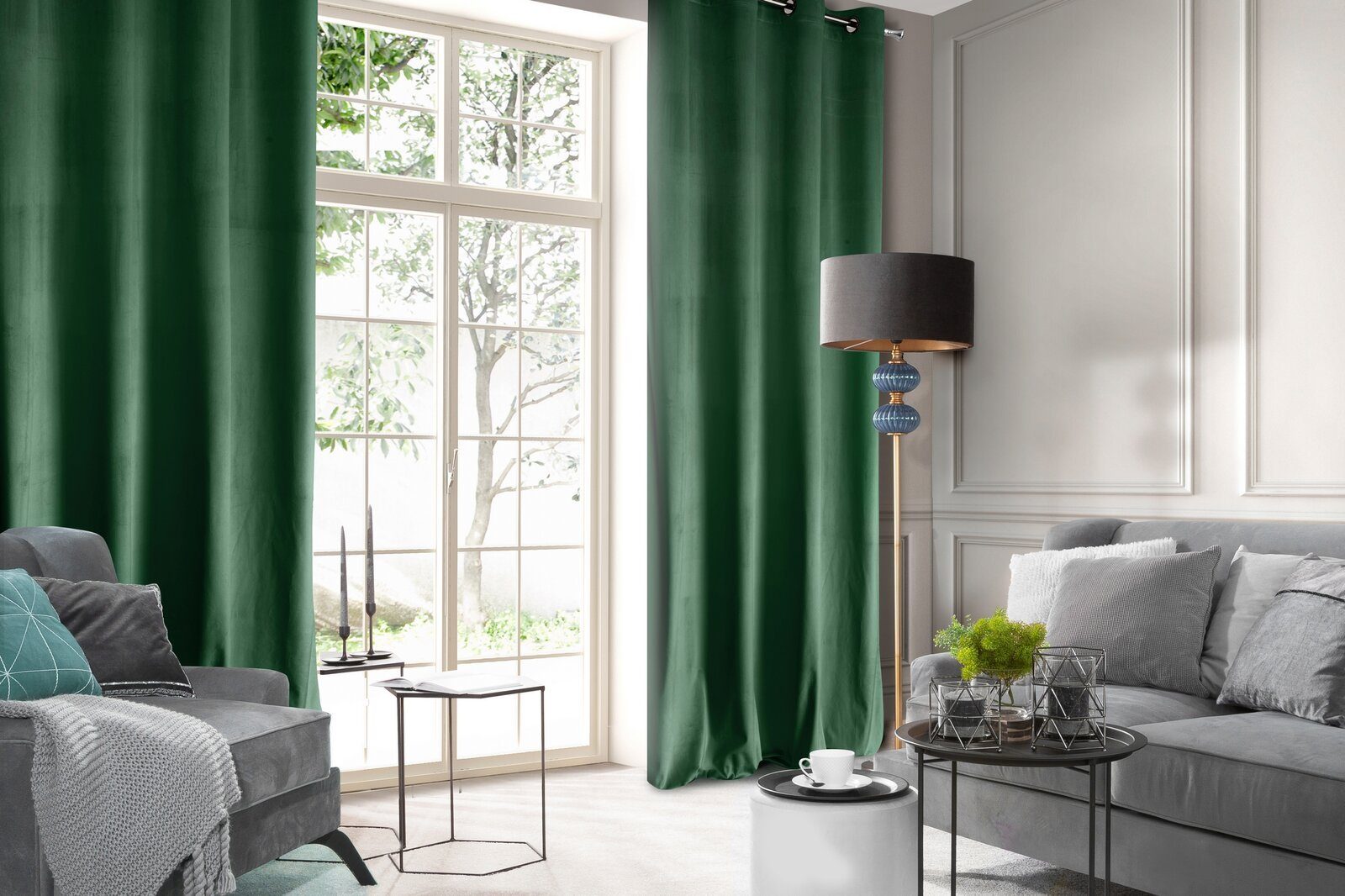 Design91 Vorhang Samtvorhänge Wohnzimmer Schlafzimmer Blickdicht Ösen Velou günstig online kaufen