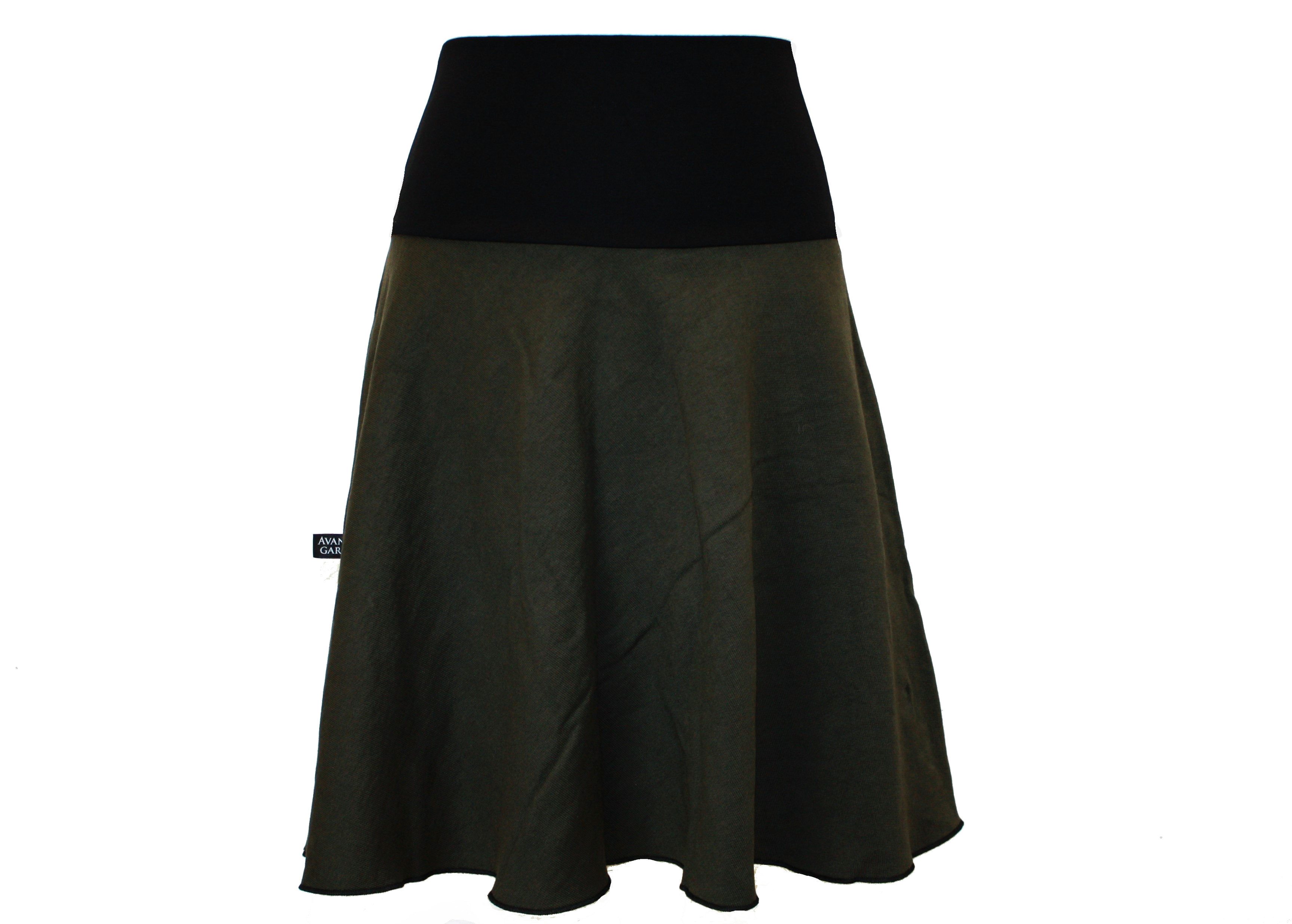 dunkle design Jerseyrock Dicker Sweat Oliv 57cm A-Linie günstig online kaufen