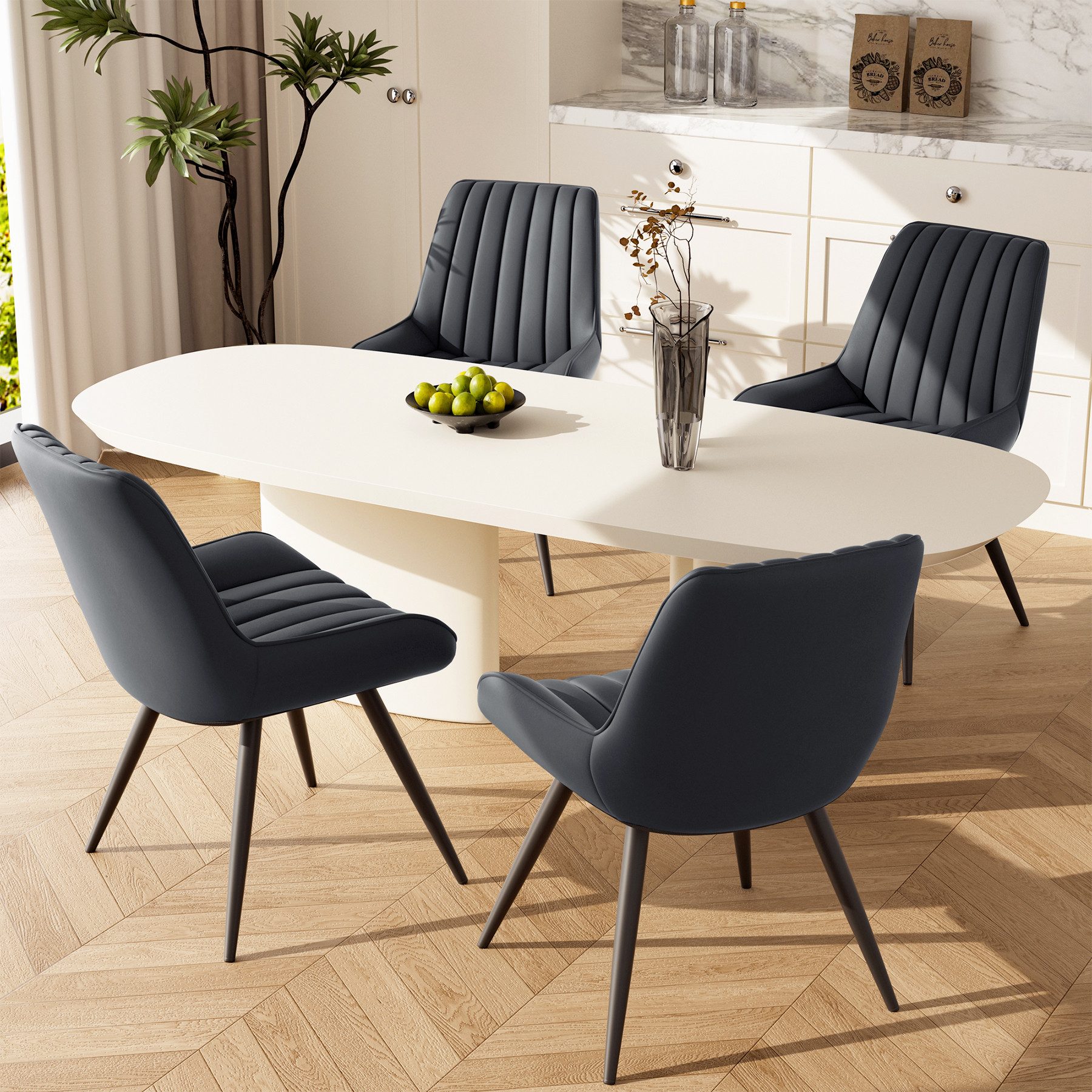 HawthyHome Esszimmerstuhl Stuhlset – Polsterstühle, Moderner Küchenstuhl (2 St), mit Ergonomischer Rückenlehne und Metallbeinen – Bild 4 von 5